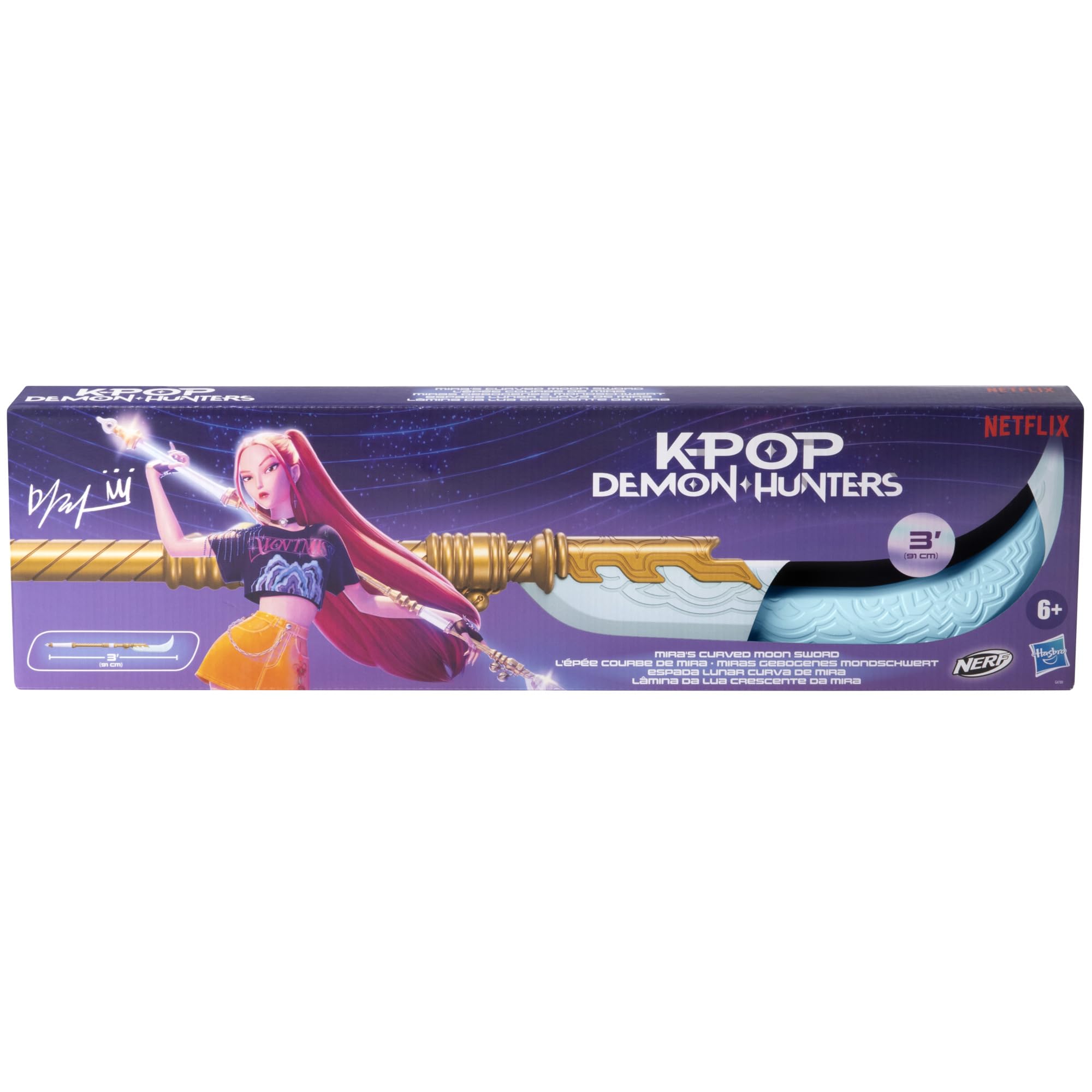 Hasbro Nerf KPop Demon Hunters Mira's Curved Moon Sword - 36 Inches, Ages 6+