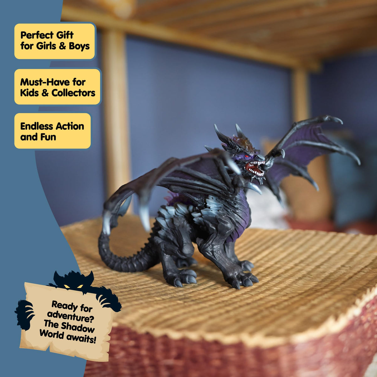 Schleich Eldrador Creatures Shadow Dragon Figurine - Movable Wings, Ages 7+