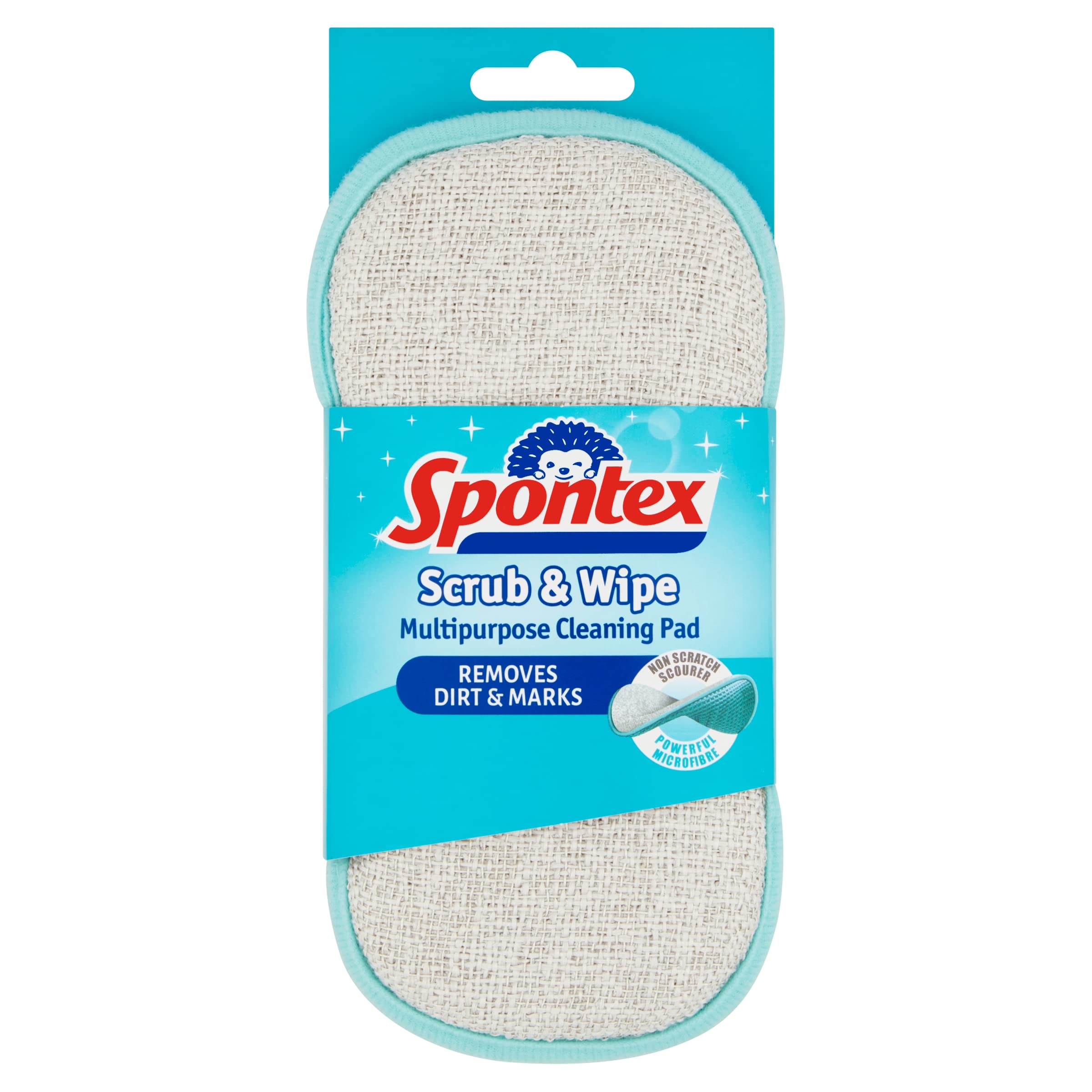 Spontex Scrub & Wipe Cleaning Pad - Dual Sided Microfibre & Non-Scratch Scourer | 1 Count 1