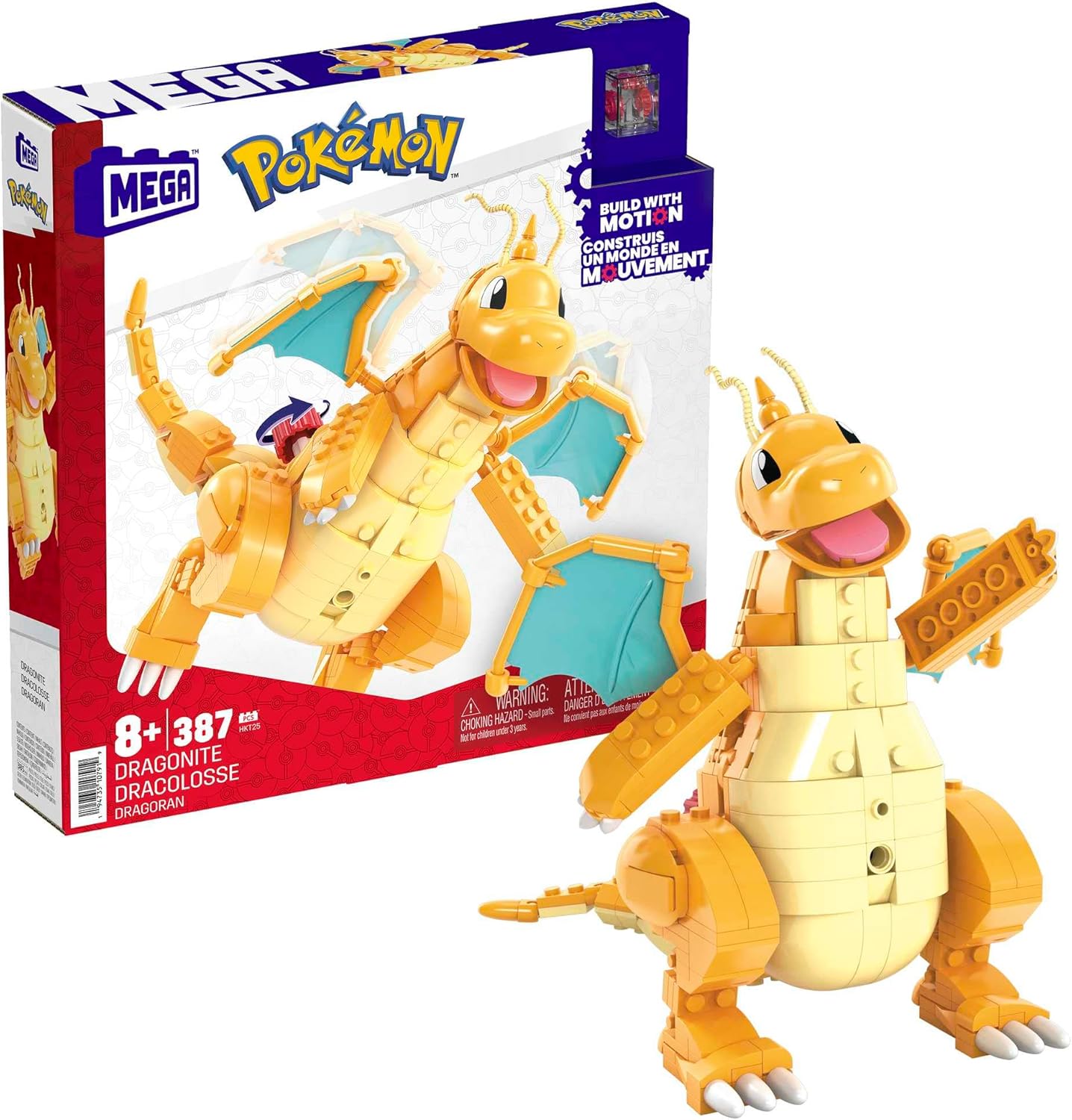 MEGA Pokémon Dragonite Building Set - 387-Piece Buildable & Posable Figure with Motion Brick