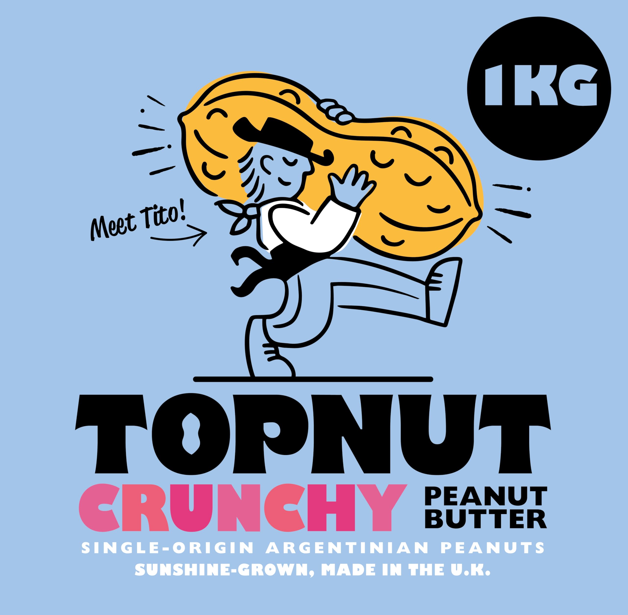 TOPNUT Crunchy Peanut Butter - 1kg Tub | Single-Origin Argentinian Peanuts | High Protein 6