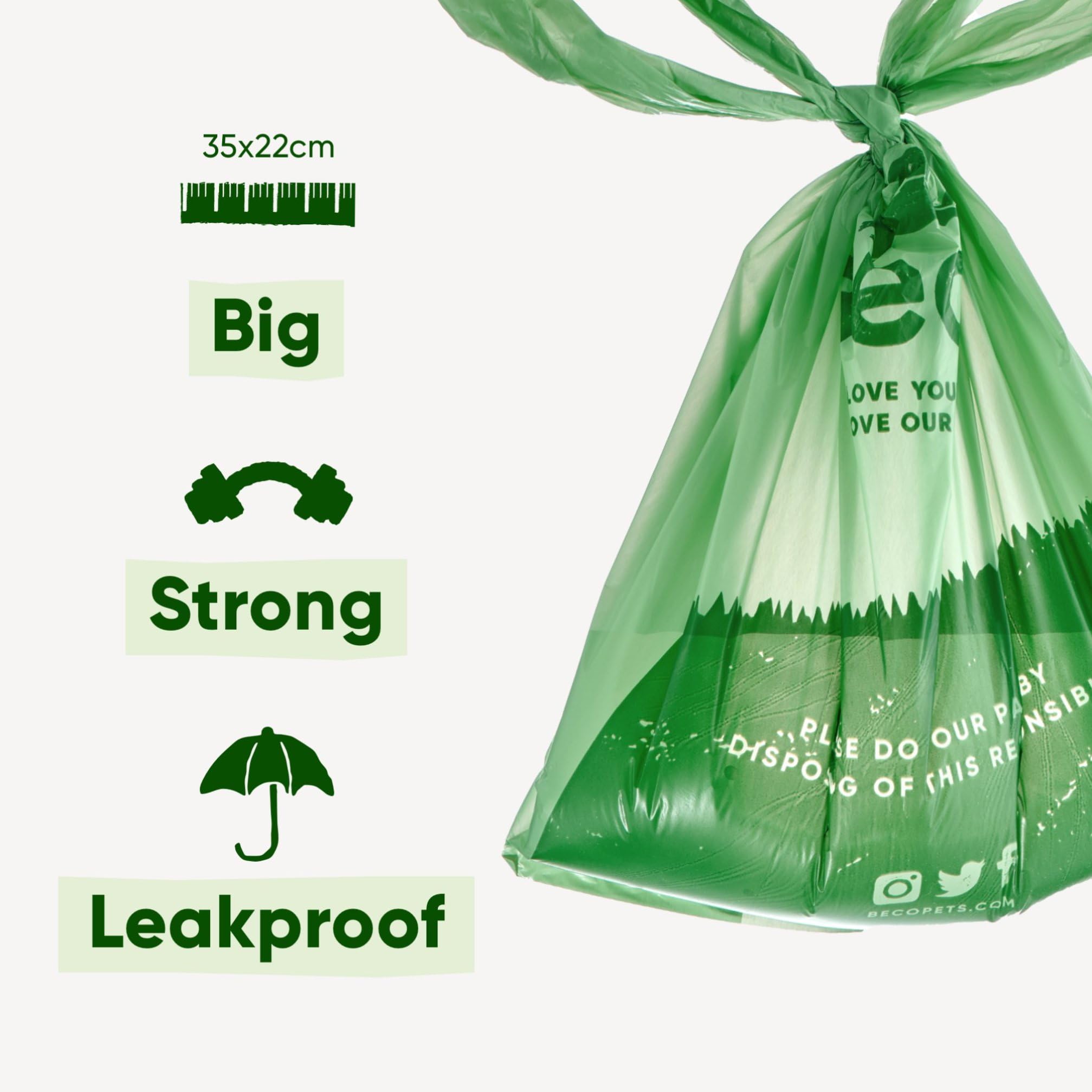 Beco Dog Poo Bags - Strong, Leakproof & Large Handles | 270 Count Unscented Bags 2