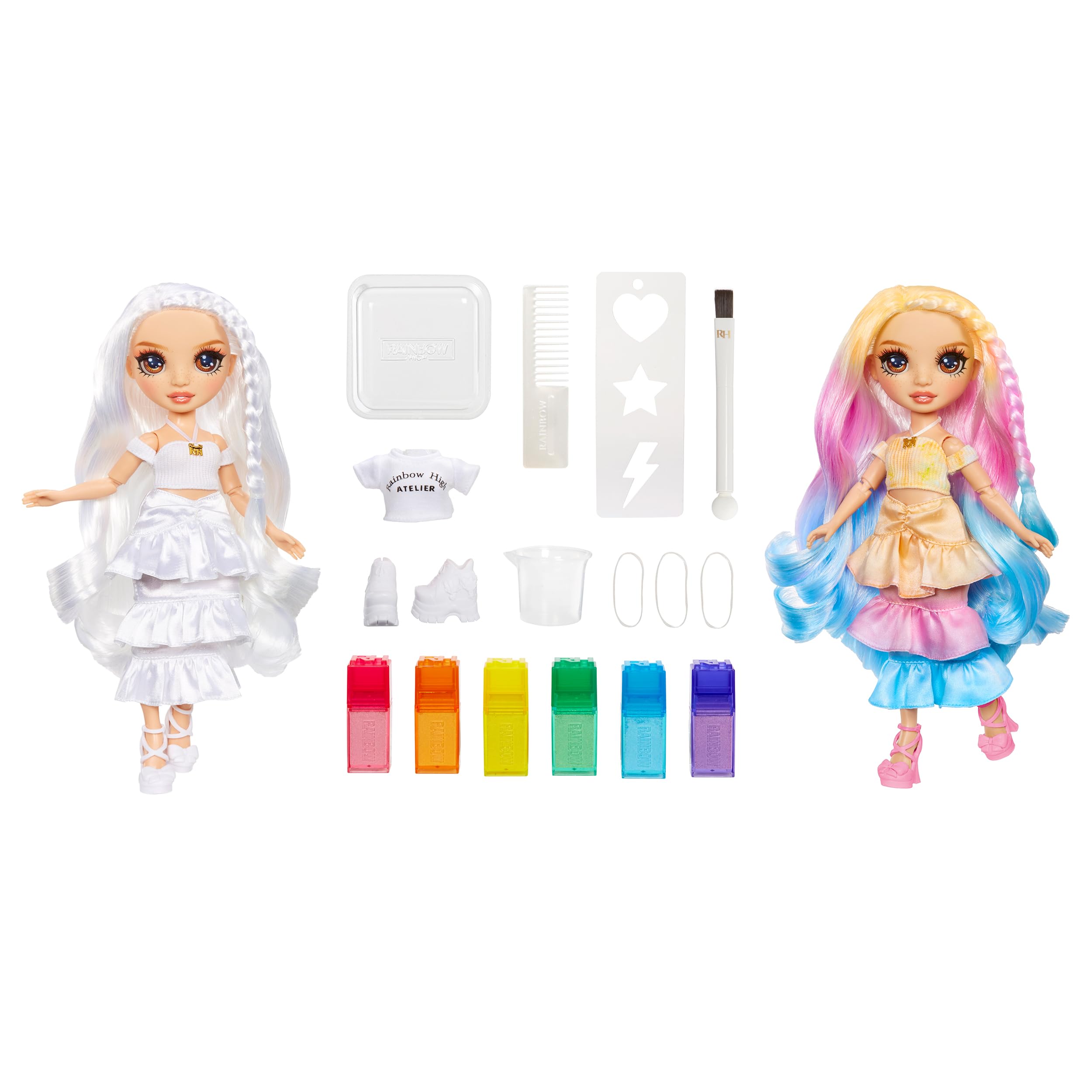 Rainbow High Watercolour & Create DIY Fashion Doll - Tie-Dye Kit with Washable Colours, Extra Outfits - Ages 4-8 9