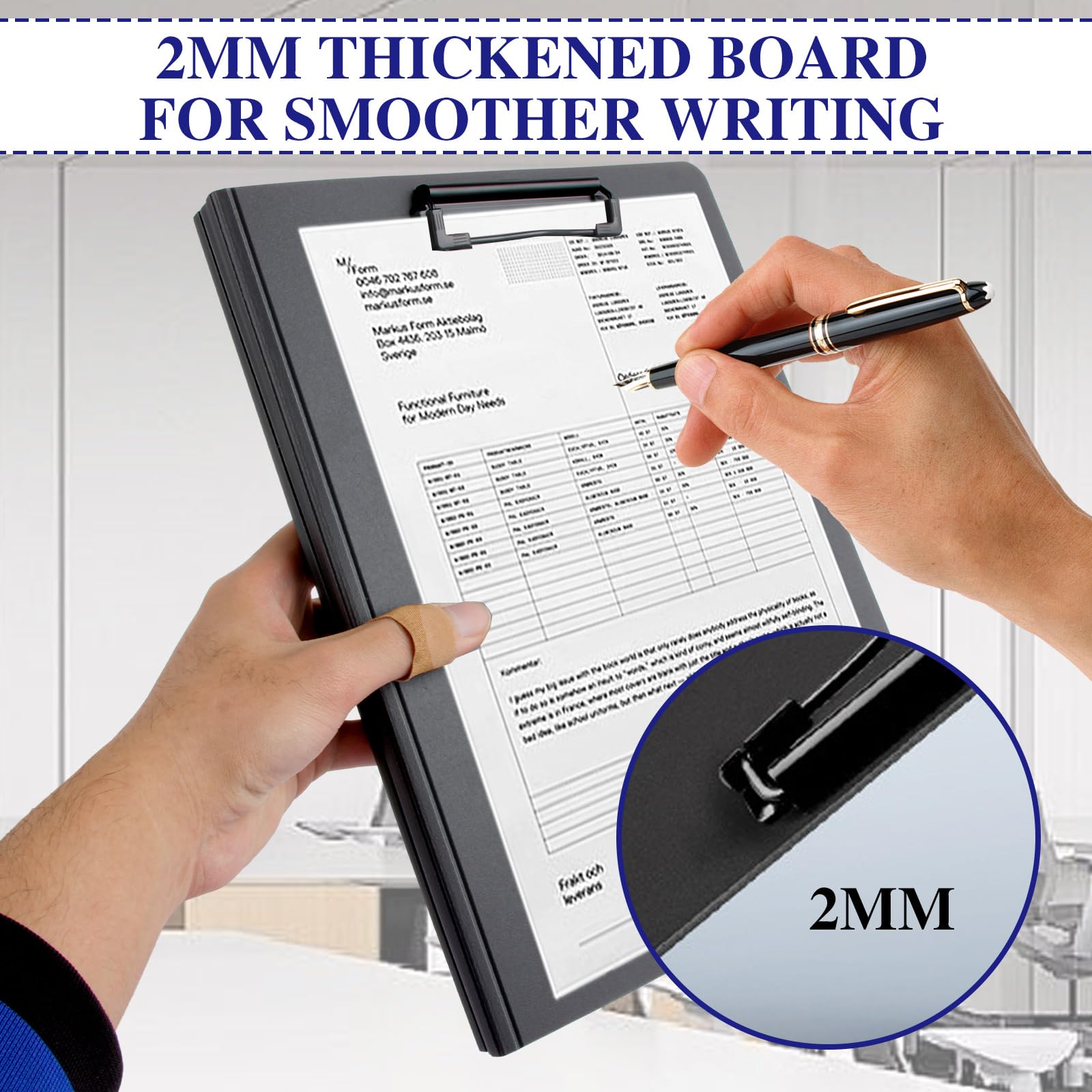 ASelected A4 Folding Clipboards with Cover, Black, Pack of 4 | Durable Plastic | Holds 100 Sheets 6