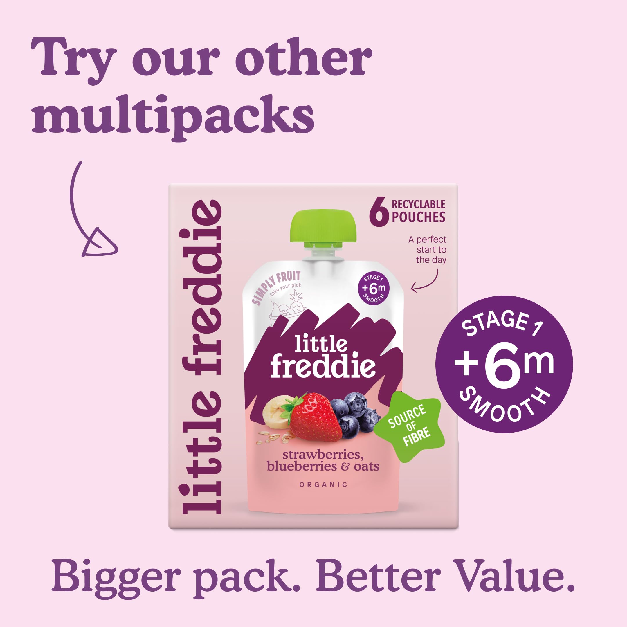 Little Freddie Organic Pink Lady Apple Yoghurt Pouches - 18 x 100g Bundle 6