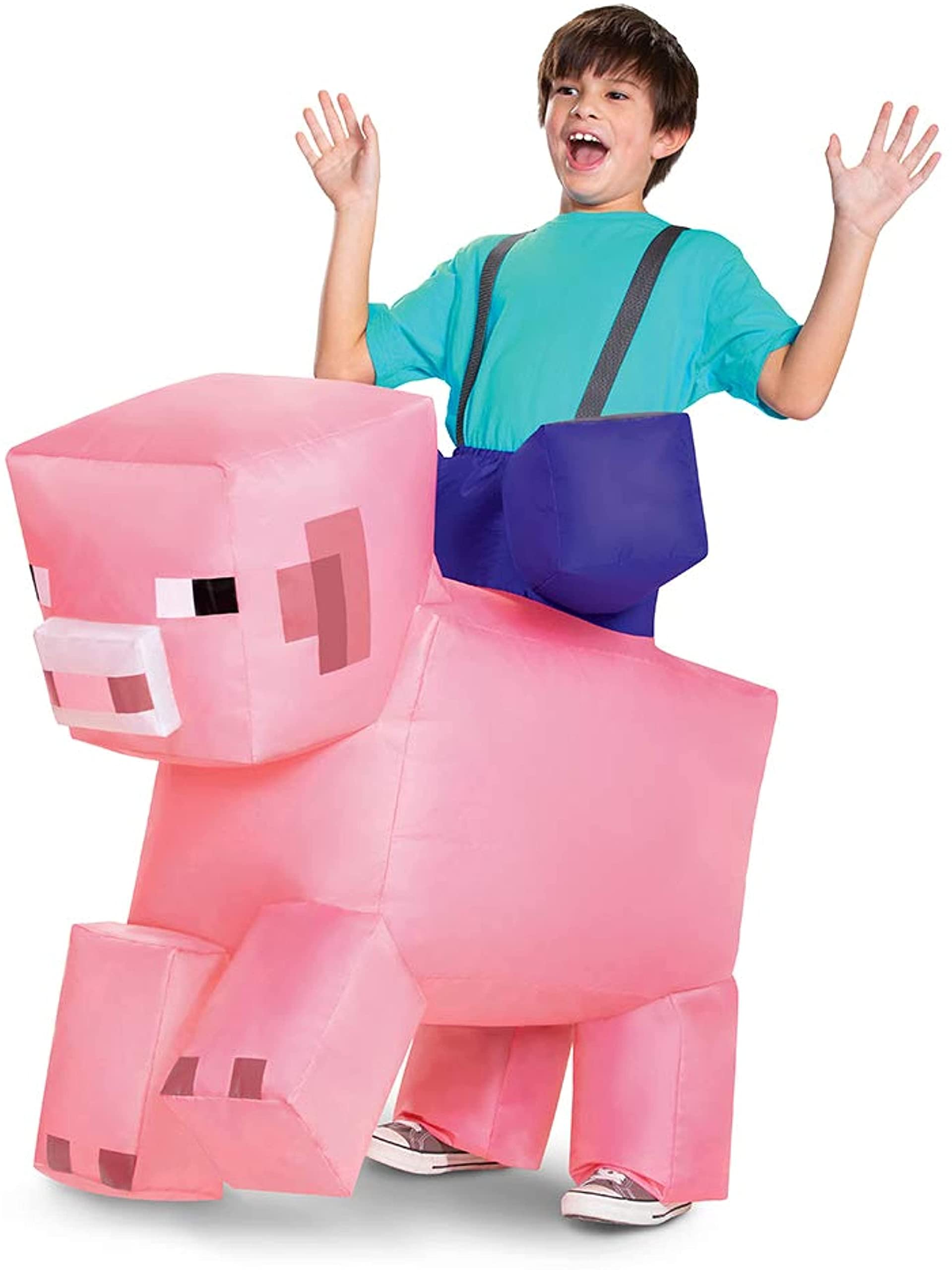 Disguise Pig Ride-On Inflatable Costume - Kids Fancy Dress for Minecraft Fans