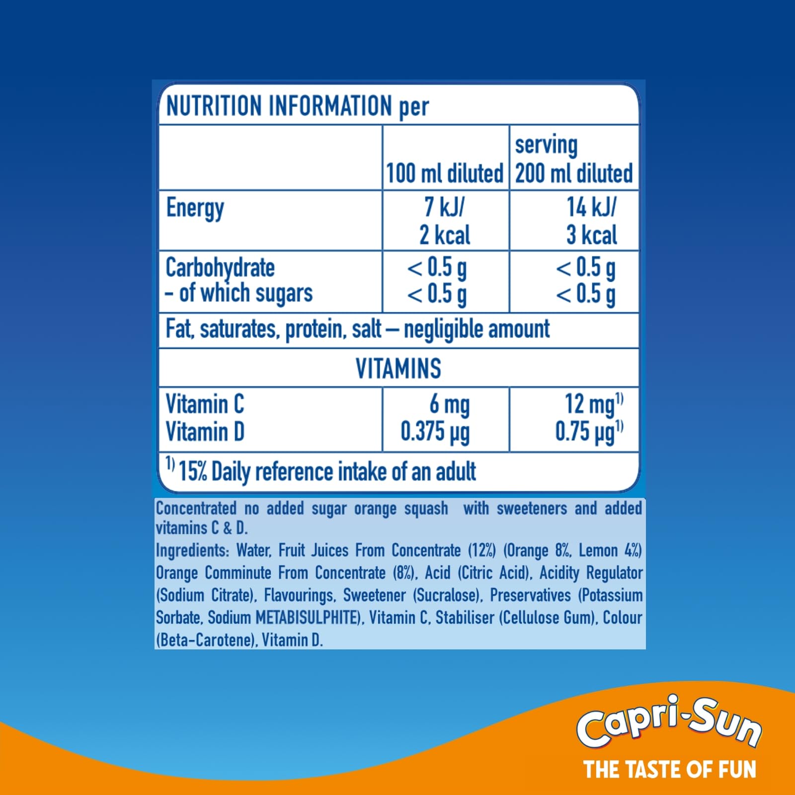 Capri-Sun Double Strength Orange Squash (1 Litre) - No Added Sugar - Made with Real Fruit Juice 3