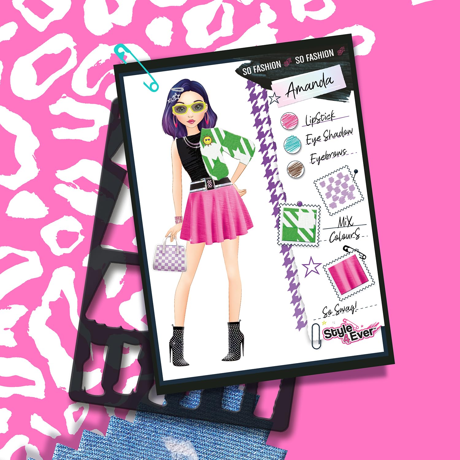 Canal Toys Style 4 Ever Fashion Designer Kit - Real Fabric & Stencils | 41 Pieces 8
