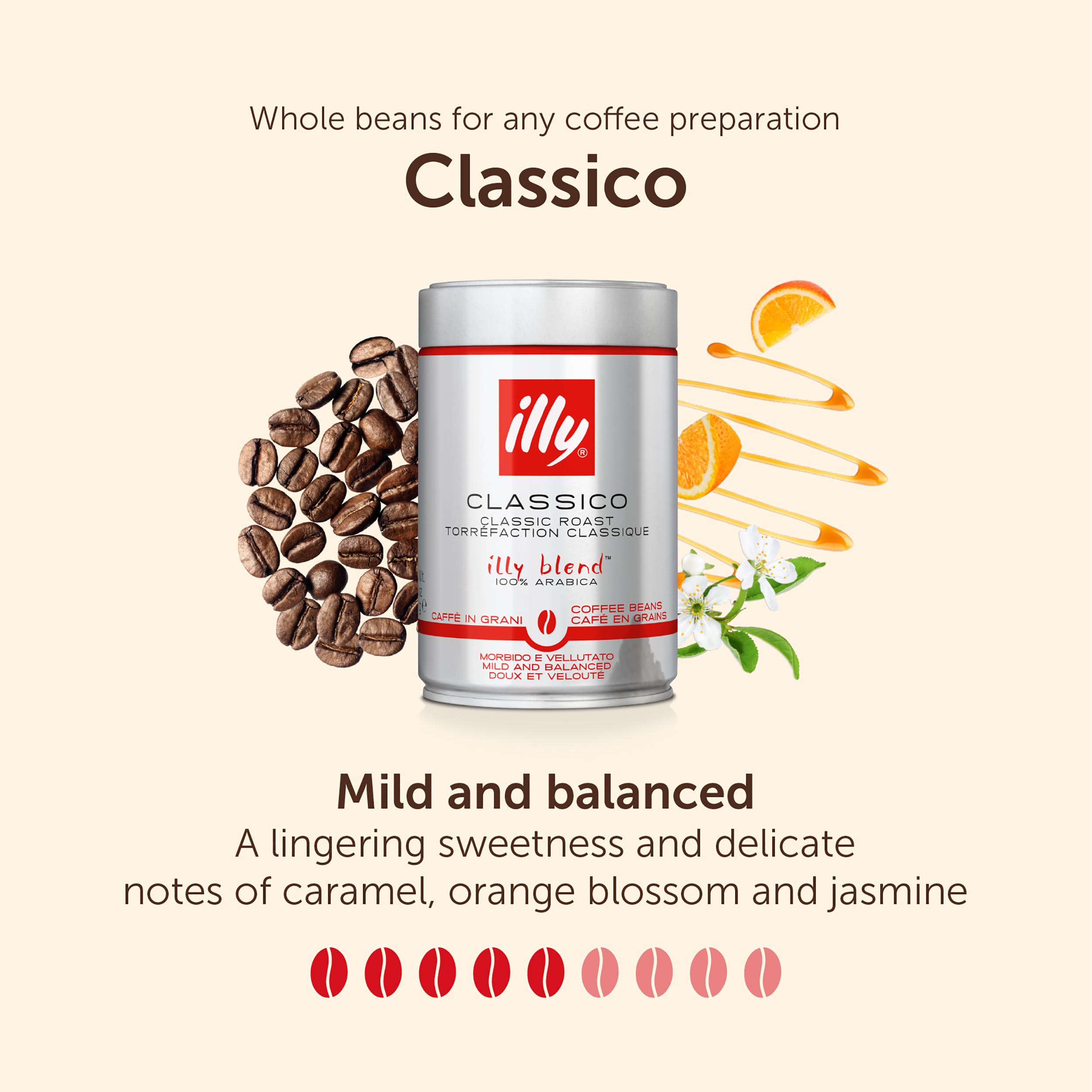 illy Classico Medium Roast Whole Coffee Beans - 100% Arabica - Ideal for Espresso, Moka Pot - 250g Tin 2