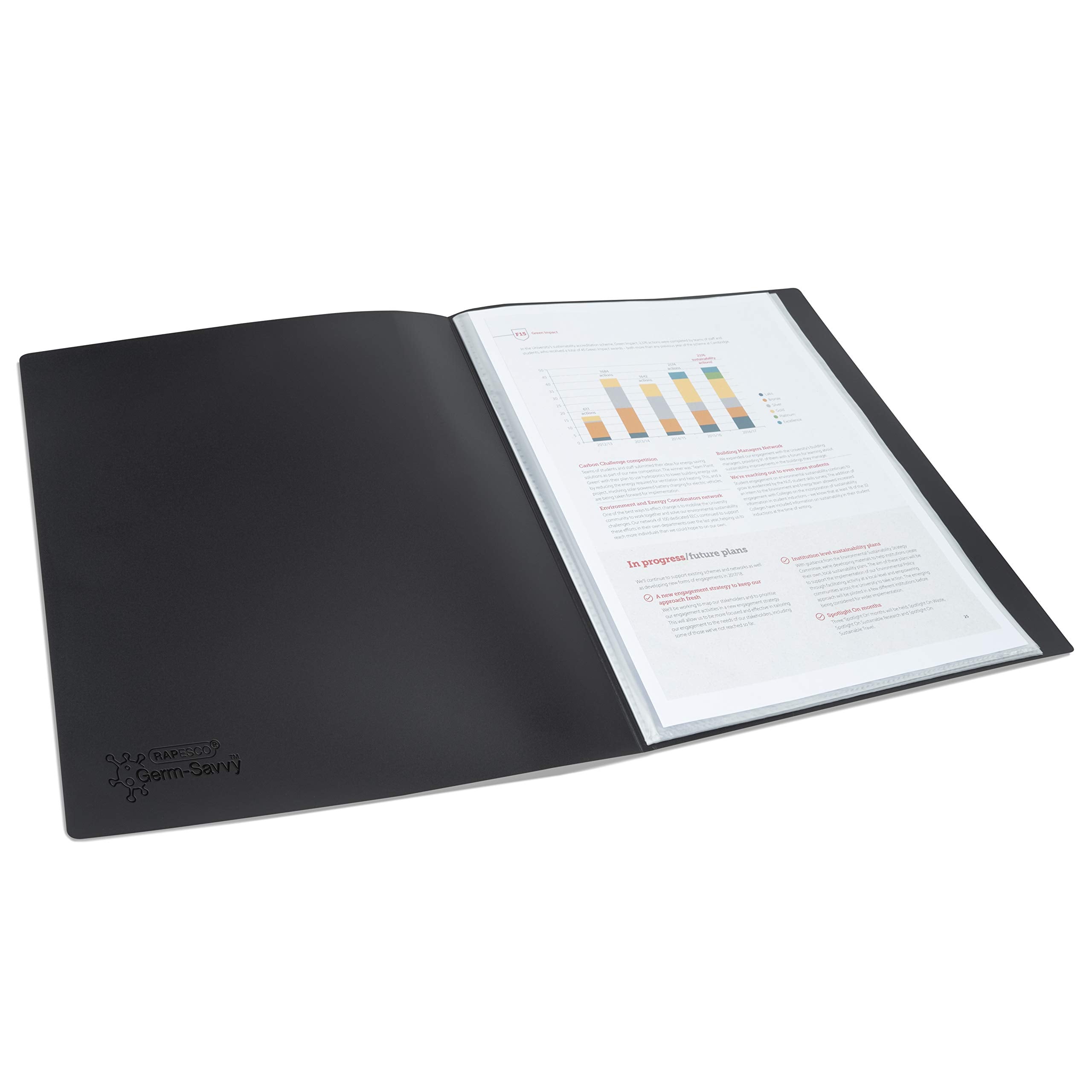 Rapesco 1643 Presentation Folder with Antibacterial Protection, 20 Pockets, 2