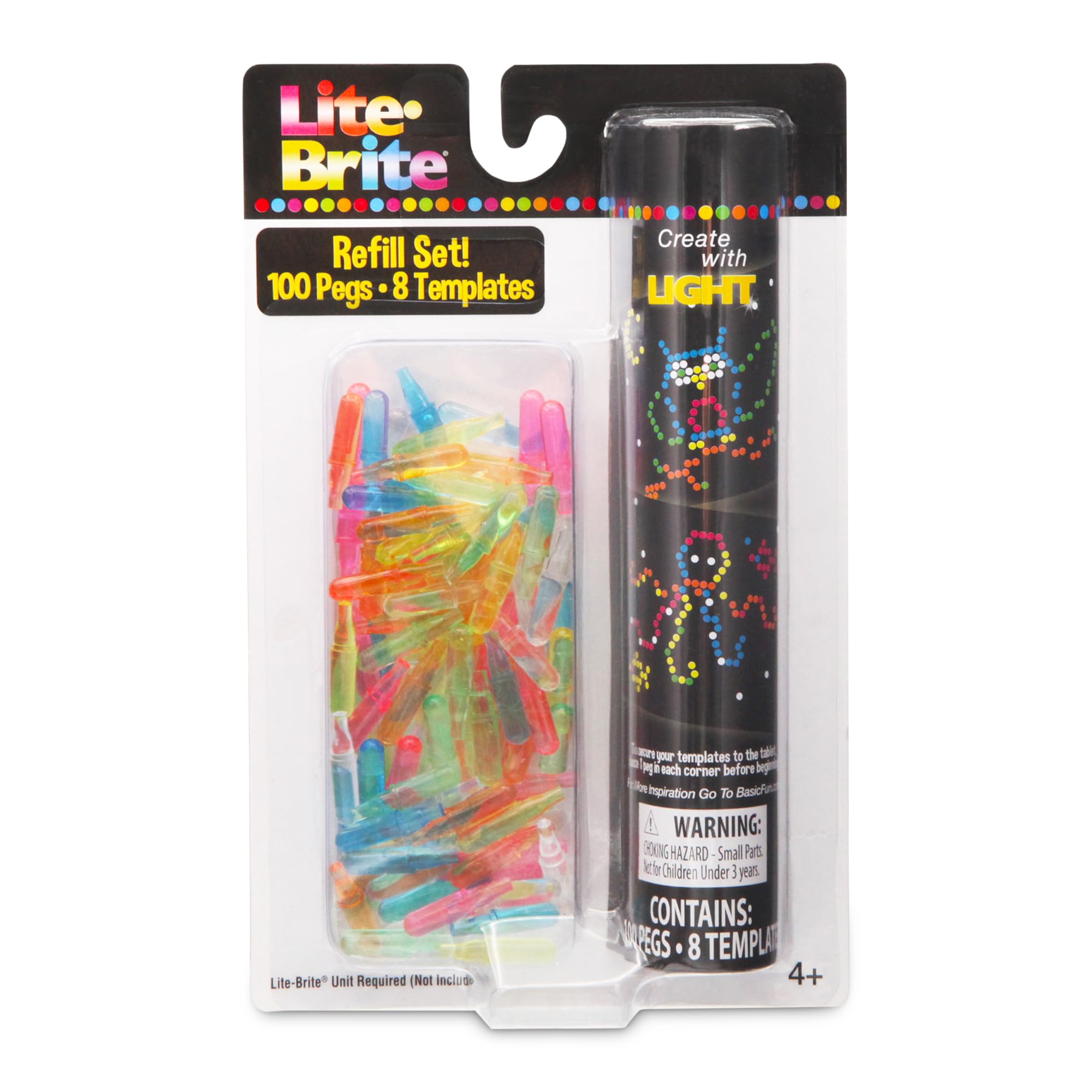 Lite Brite Peg & Template Refill Pack | Light Up Drawing Board with 100 Pegs & 8 Templates 6