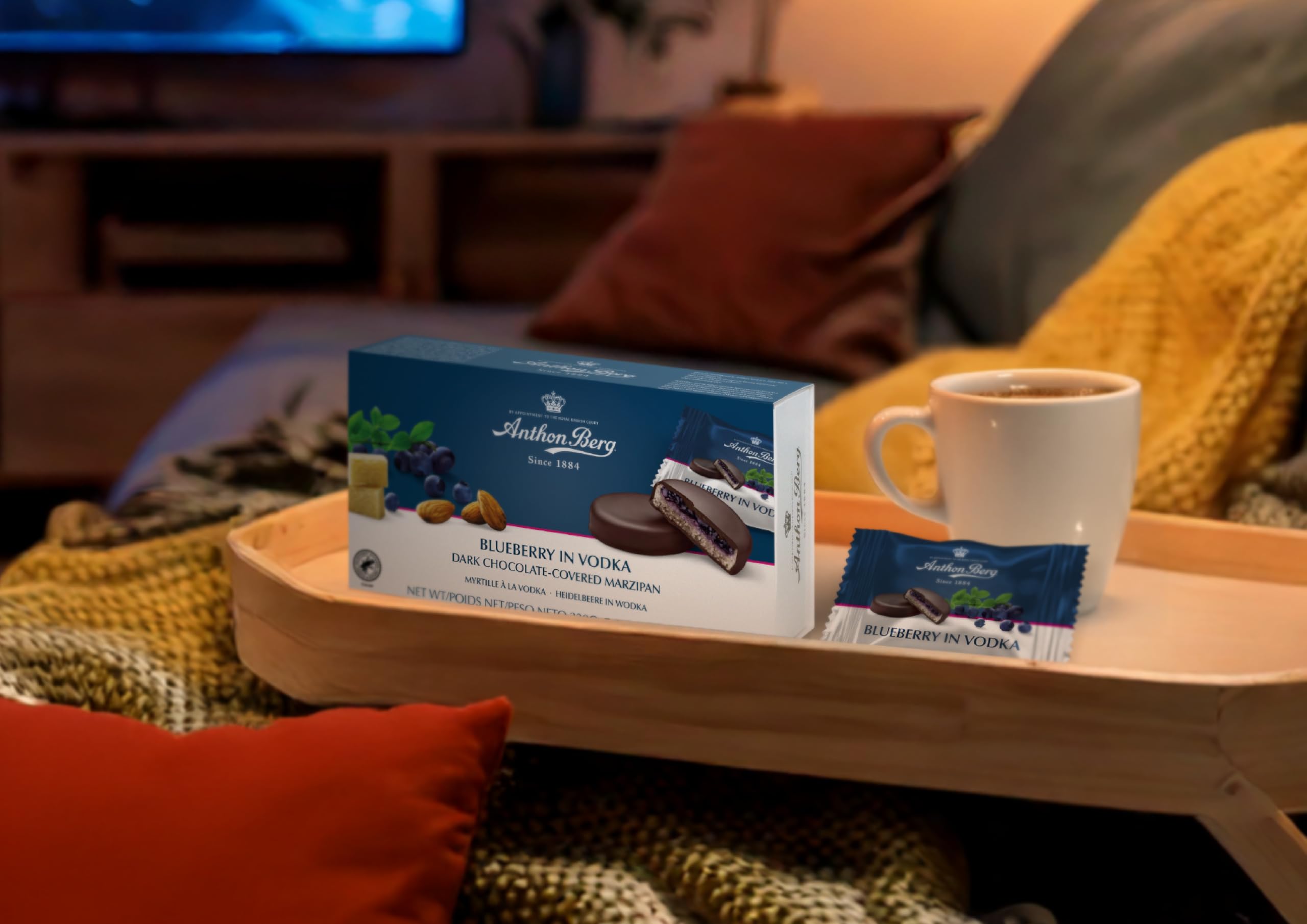 Anthon Berg Dark Chocolate Covered Marzipan Treats with Blueberry in Vodka, 220g 9