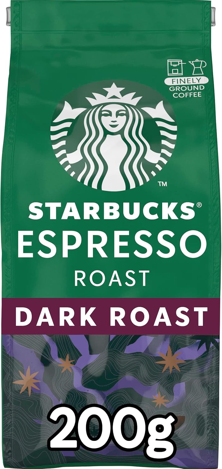 STARBUCKS - Espresso Roast Dark Roast Ground Coffee 200g (Pack of 6)