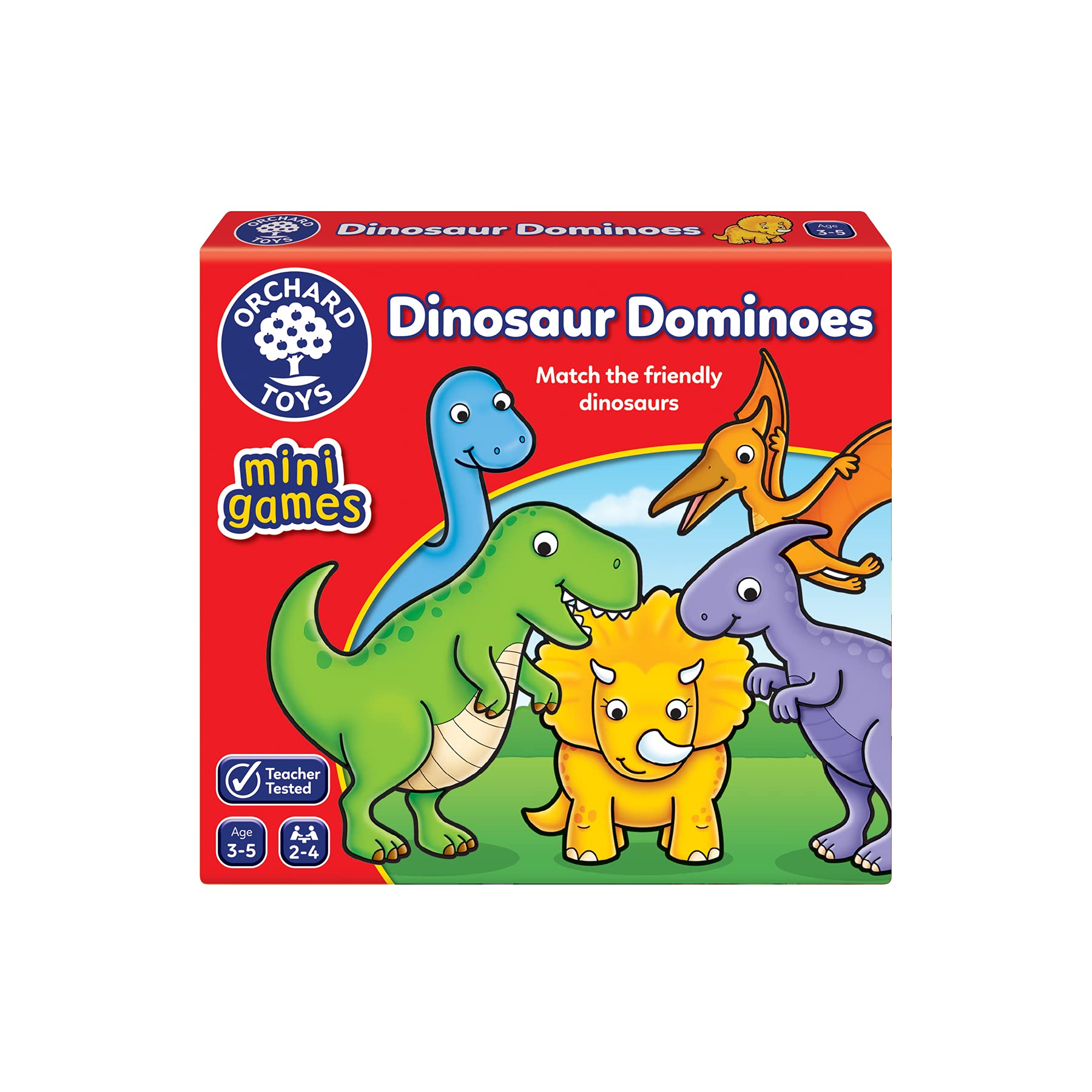 Orchard Toys Dinosaur Dominoes Mini Game - Travel Size for Ages 3-5 | 2-4 Players 1