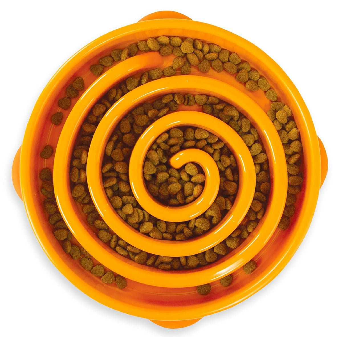 Outward Hound Slow Feeder Dog Bowl - Large, Orange, Non-Slip