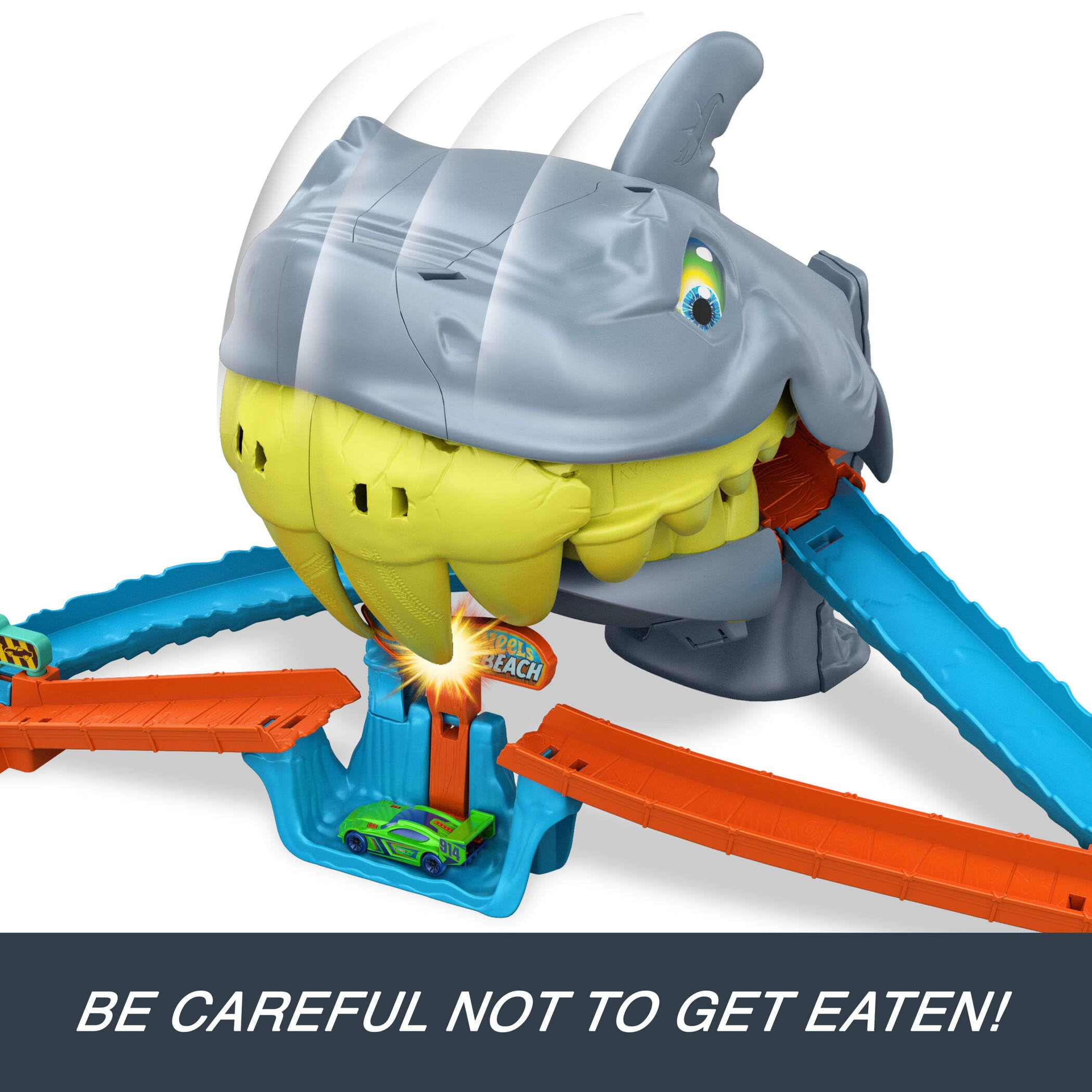 Hot Wheels City Shark Chomp Beach Playset - Interactive Shark Nemesis | Includes 1:64 Scale Car 5