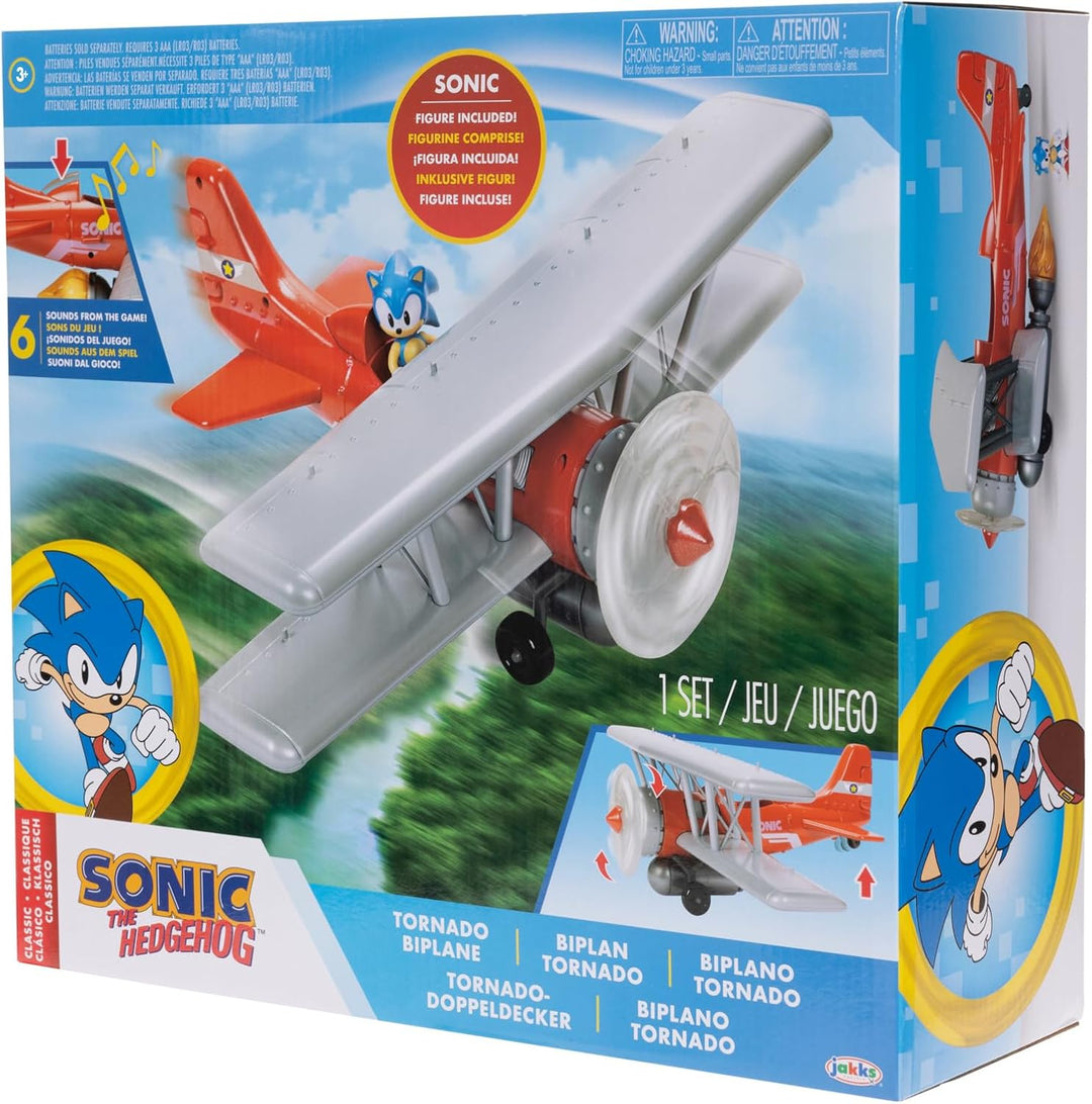 Sonic The Hedgehog Tornado Biplane Playset - 2.5" Sonic Figure Included, Ages 3+