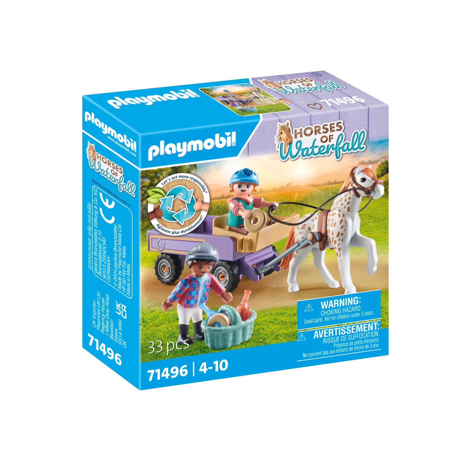 Playmobil 71496 Horses of Waterfall: Pony Carriage Playset for Kids 4+ 8