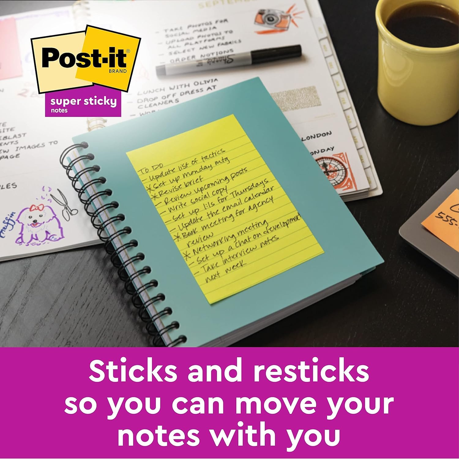 Post-it Super Sticky Lined Notes - Canary Yellow | 102 x 152 mm | Model 703195