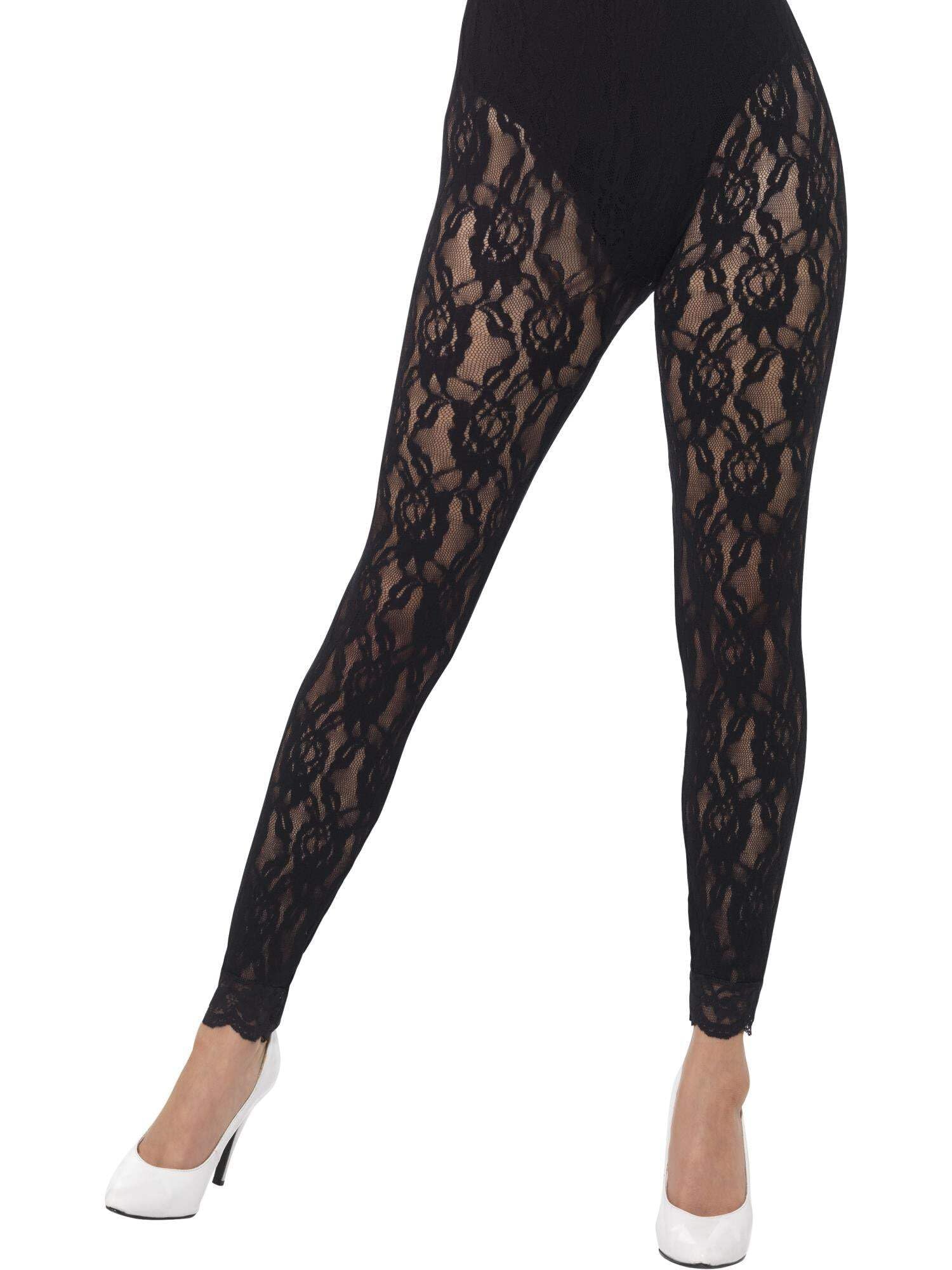 Smiffys 80s Lace Leggings - Black | One Size | Stretchable Nylon 2