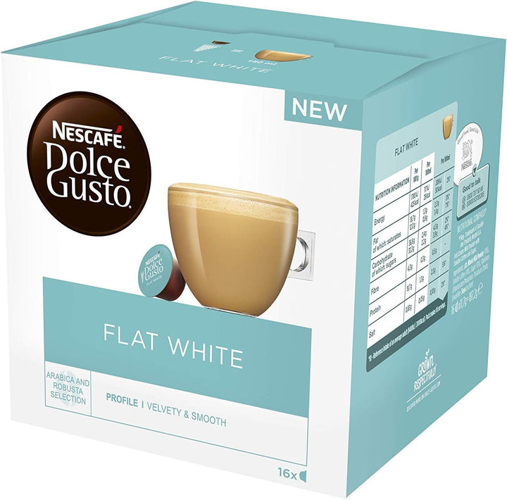 NESCAFÉ Dolce Gusto Flat White Coffee Pods - 48 Capsules (3 Boxes of 16) - Creamy Milk & Espresso Blend