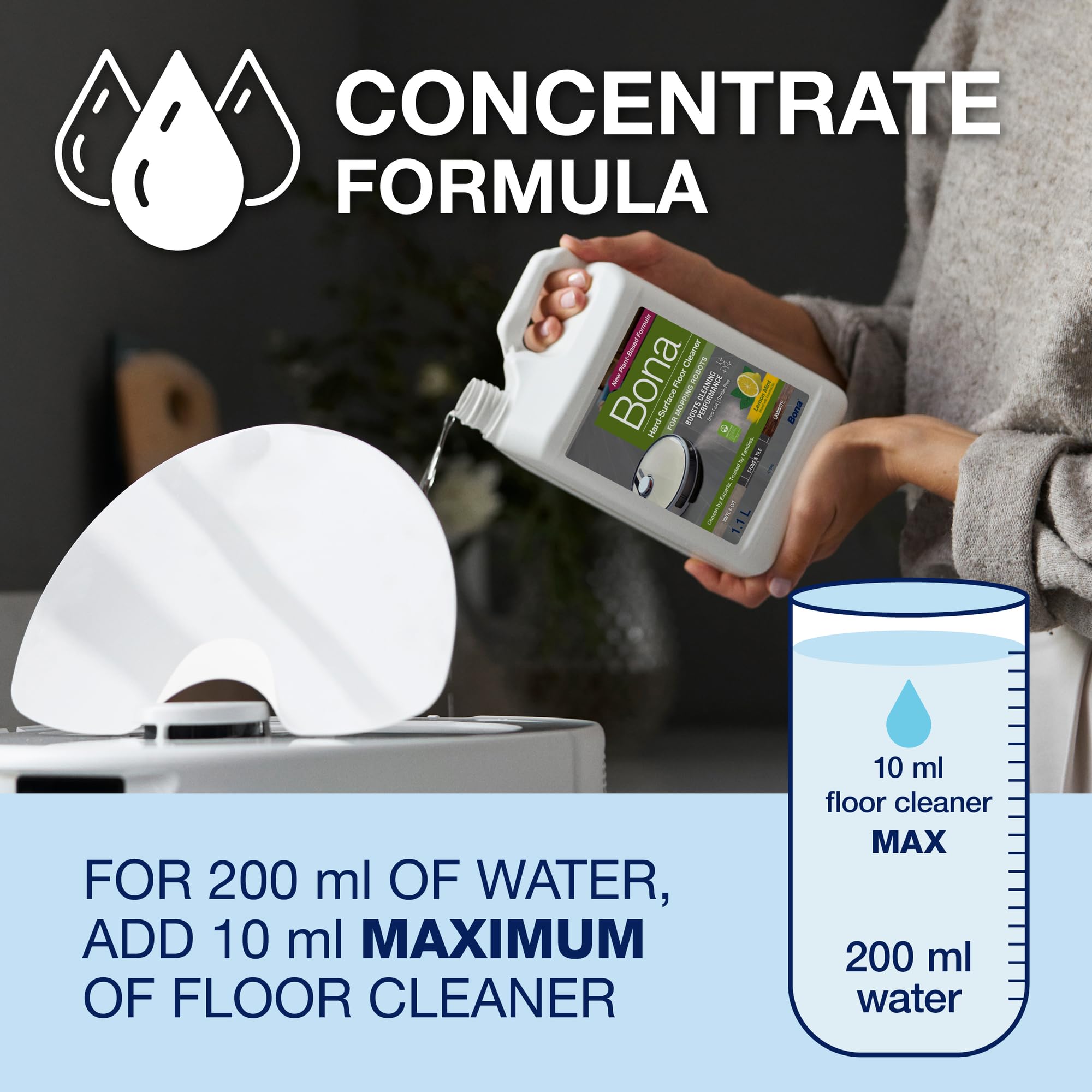 Bona Hard-Surface Floor Cleaner Concentrate for Mopping Robots | 1.1L Lemon Mint 2