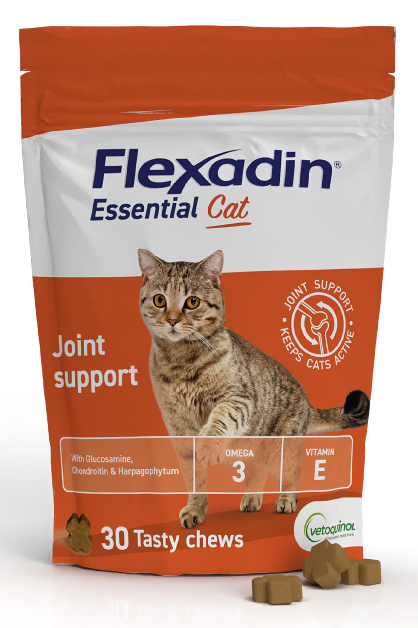 Flexadin Essential Joint Care Supplement for Cats with Glucosamine, Chondroitin | Chicken Flavor | 30 Chews