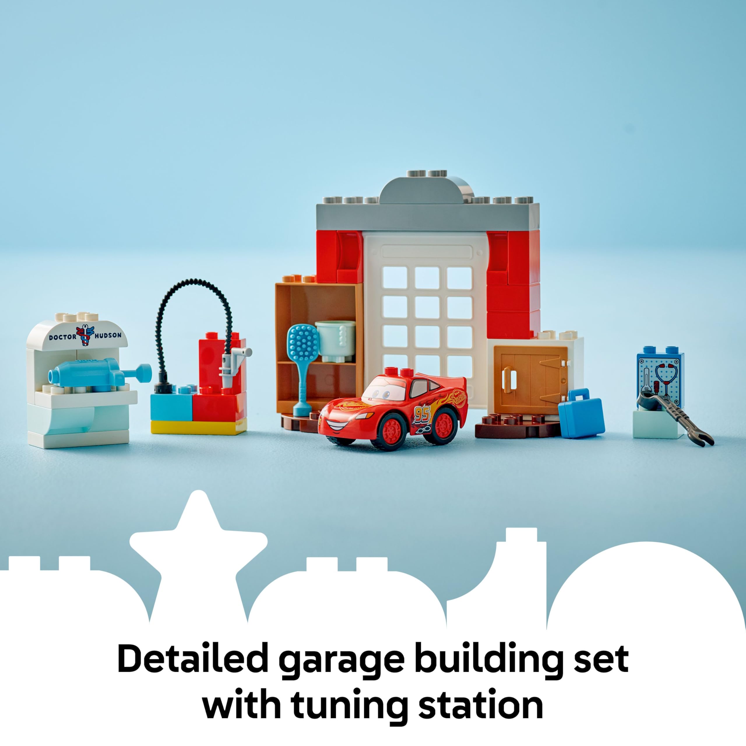 LEGO DUPLO Disney and Pixar Cars McQueen's Visit to Doc's Garage - Buildable Race Car Playset for Toddlers 2+