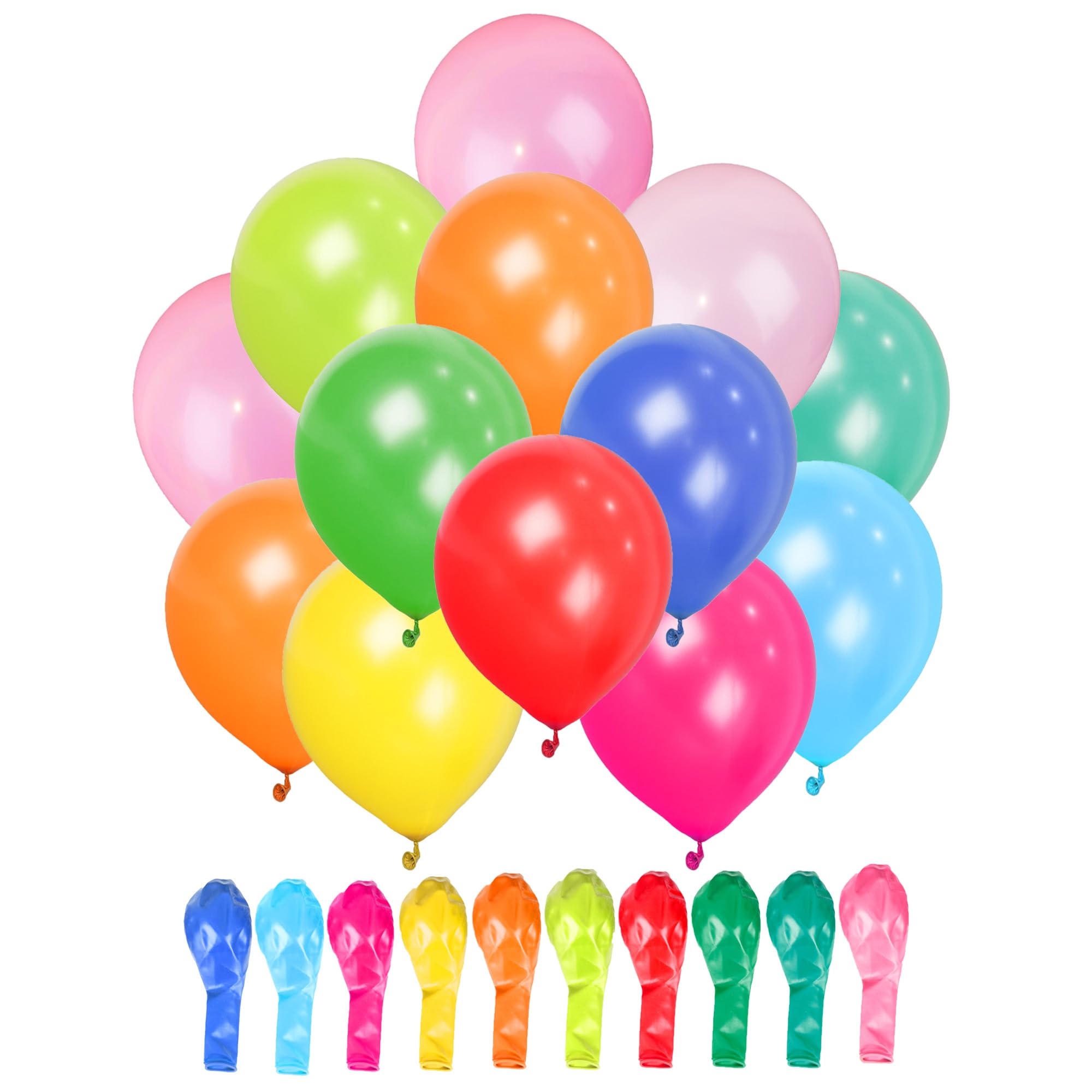 SHATCHI Rainbow Party Balloons - 100 Pack, 12 Inch Thick Latex, Biodegradable Helium Balloons 1