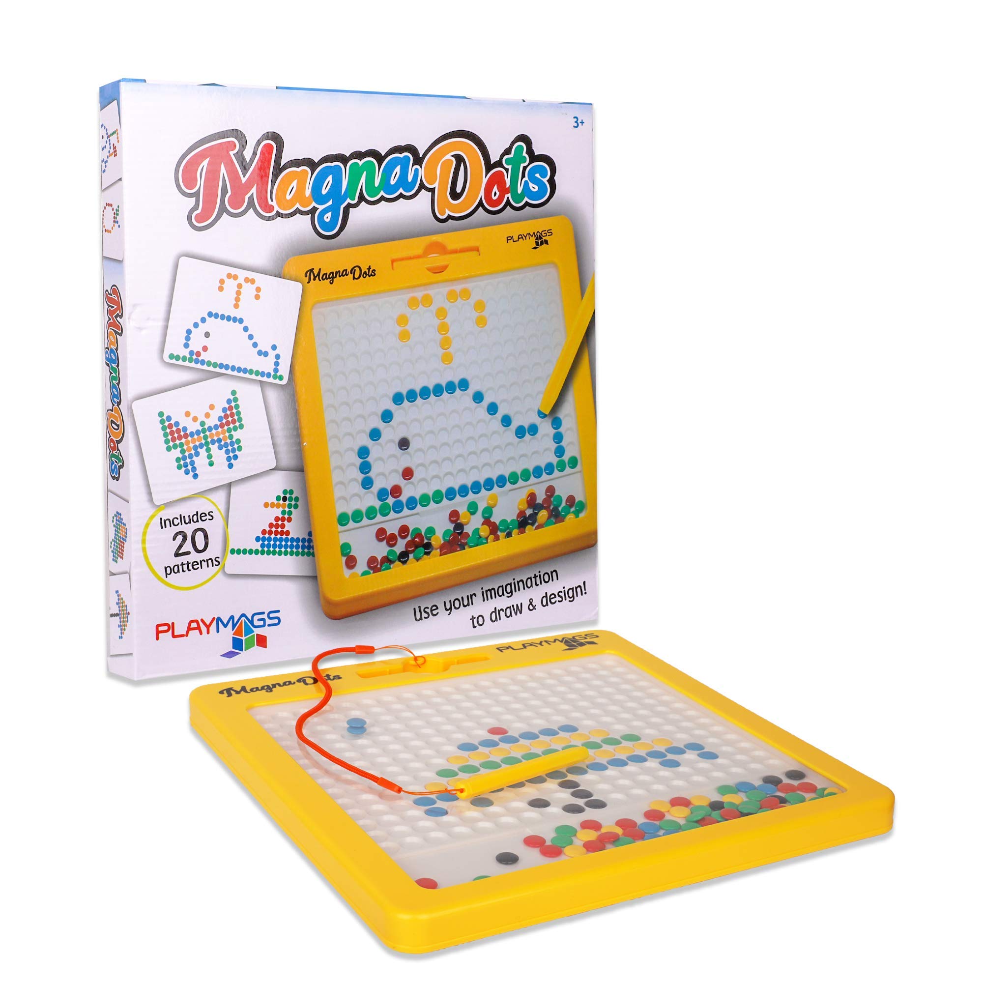 Playmags Magna Dots - 12.5" Magnetic Drawing Board for Kids - Reusable Doodle Toy