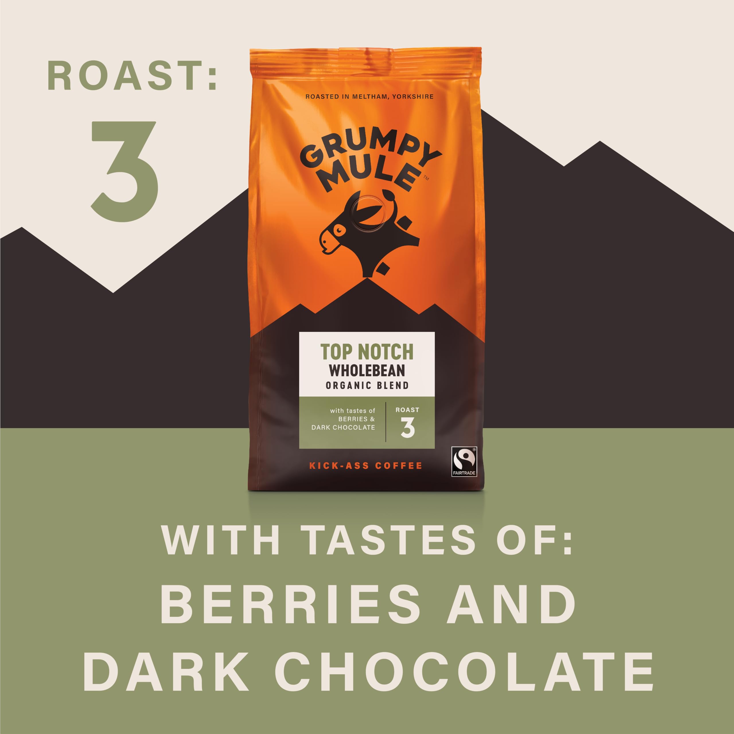 Grumpy Mule Top Notch Organic Blend Whole Coffee Beans - Roast Level 3 | Fairtrade & Organic Certified | 227g 2