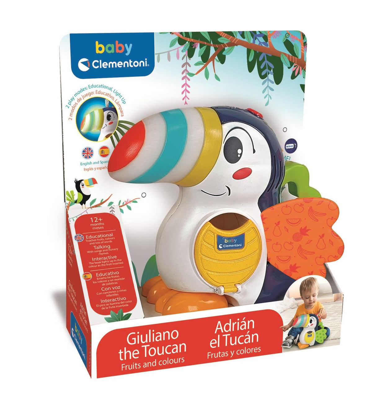 Clementoni Talking Toucan Interactive Sound Toy - 7 Tokens, 12 Months+