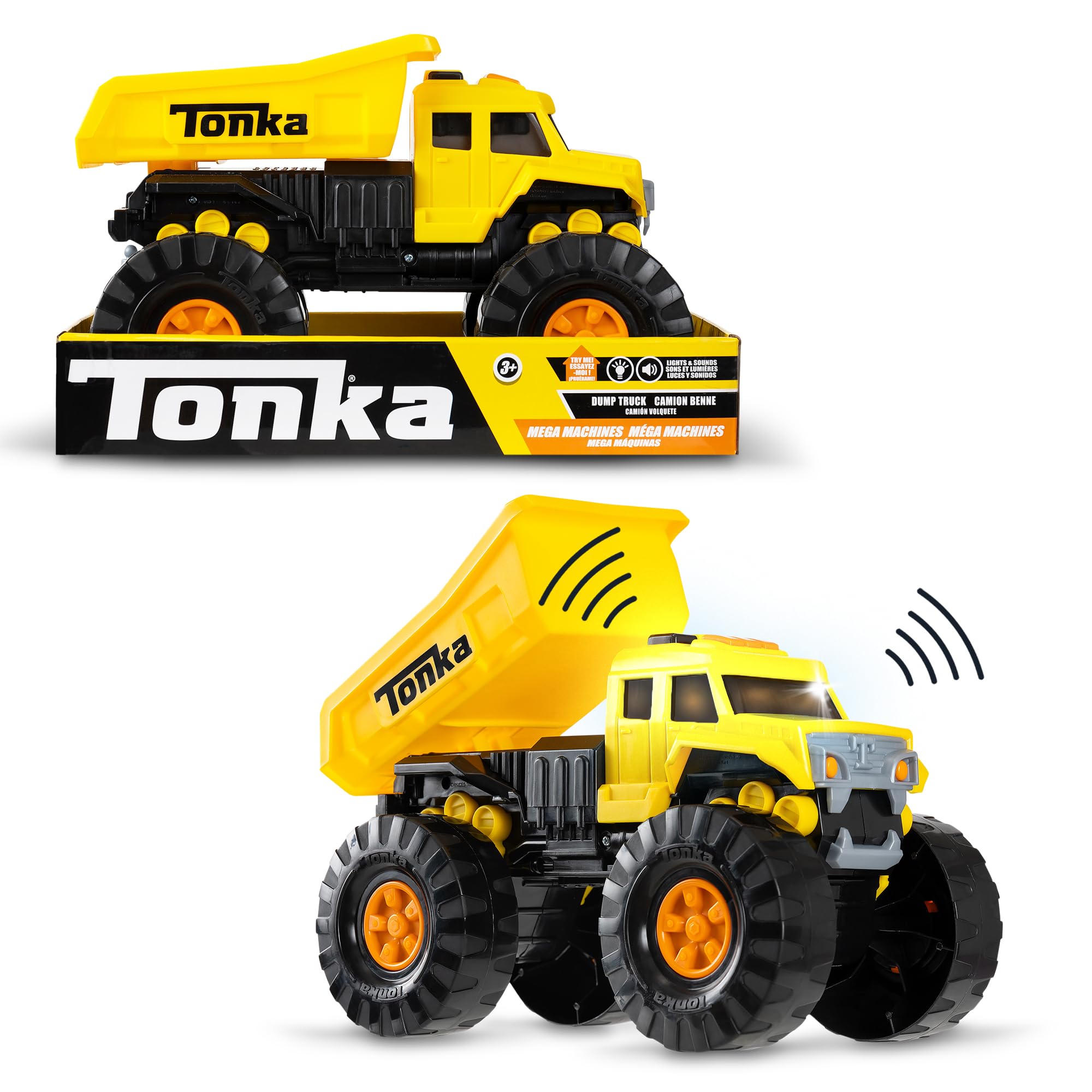Basic Fun Tonka Mega Machines Dump Truck | Lights & Sounds | Ages 3+ | Stainless Steel