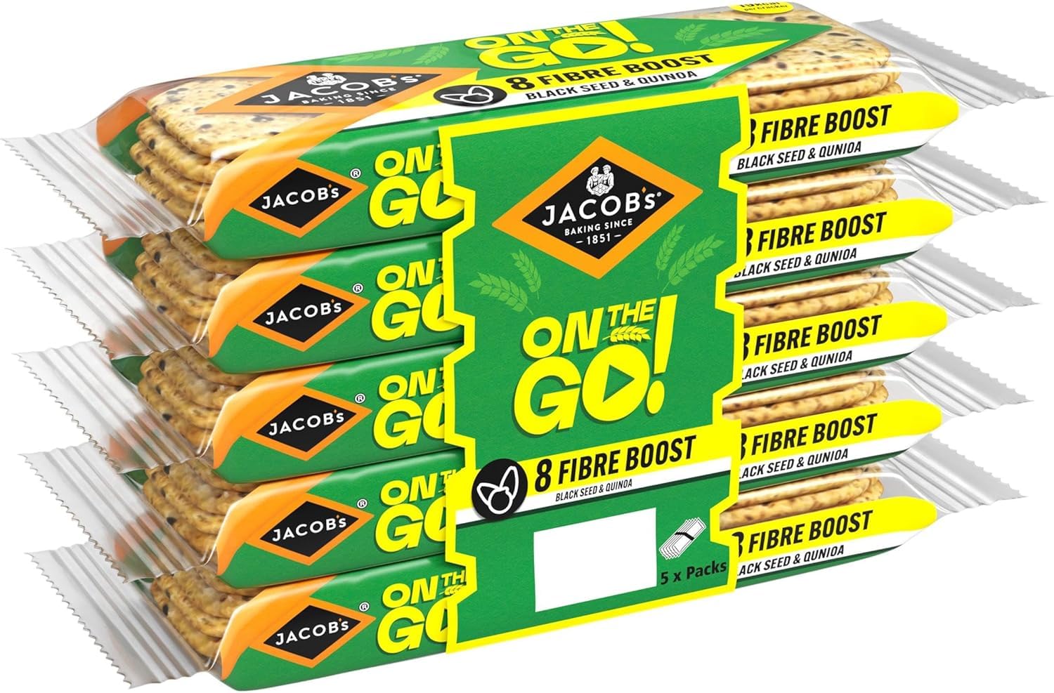 JACOB'S Fibre Boost Black Seed & Quinoa Crackers - 5 x 40g Packs | Wholegrain | Digestive Support 1