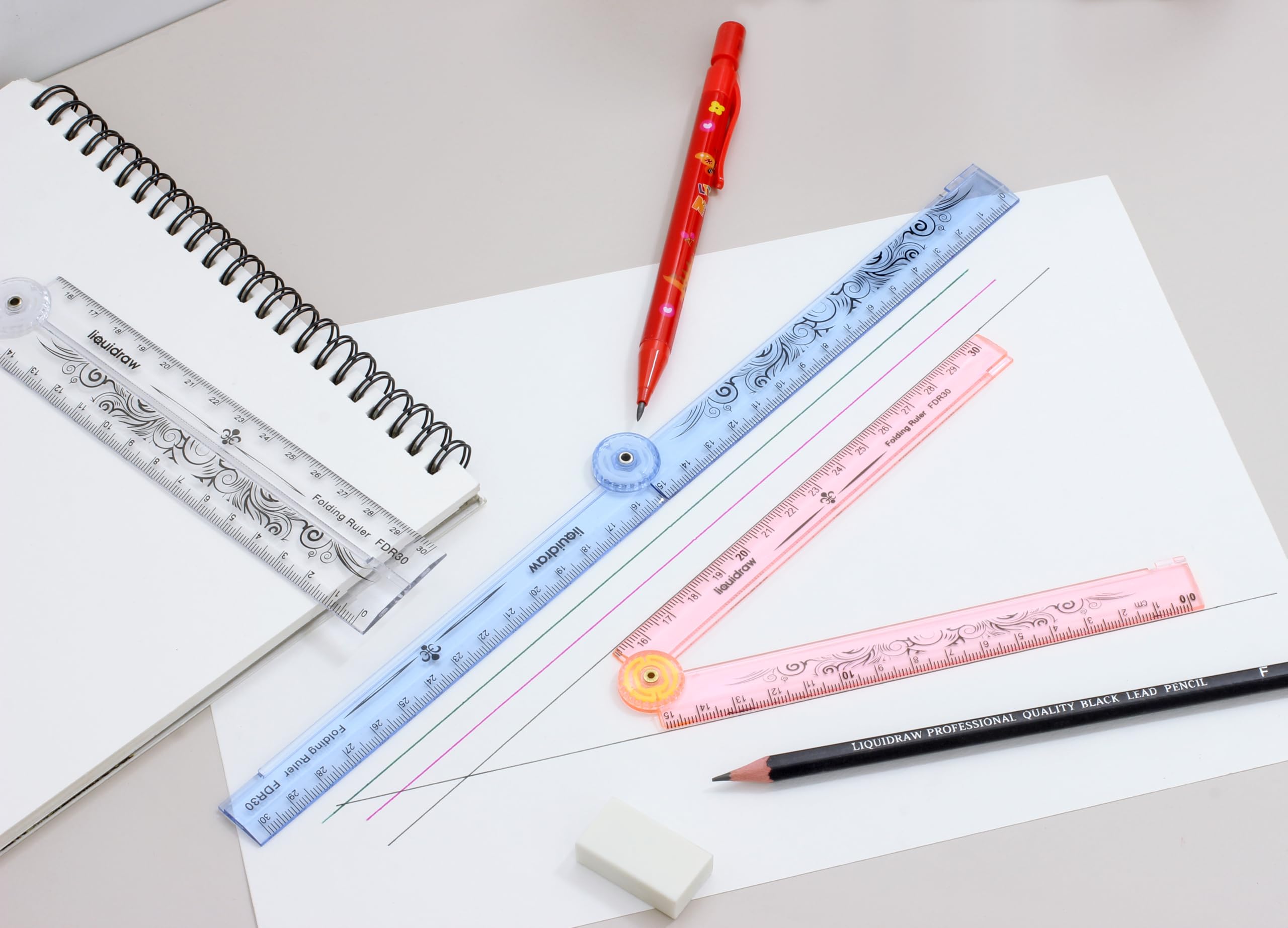 Liquidraw Folding Ruler - 30cm Graduated, Clear Plastic, Foldable to 15cm | Model FDR30 5