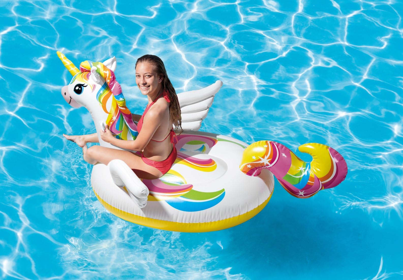 Intex Unicorn Inflatable Ride-On Pool Toy | Multi Colour | Approx. 201 x 140 x 97cm