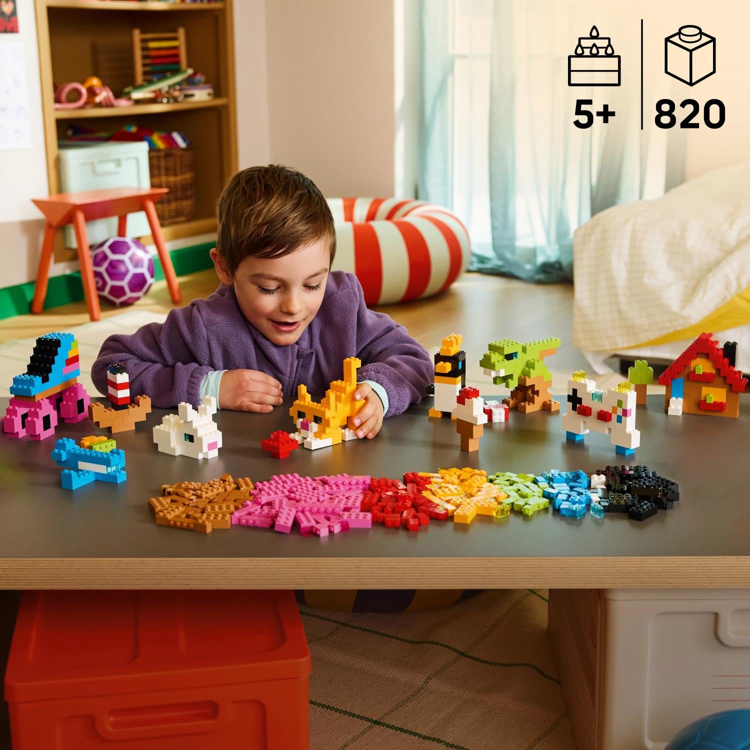 LEGO Classic Creative Colourful Bricks Set 11045 - 820 Pieces | Ages 5+ | Fine Motor Skills Toy