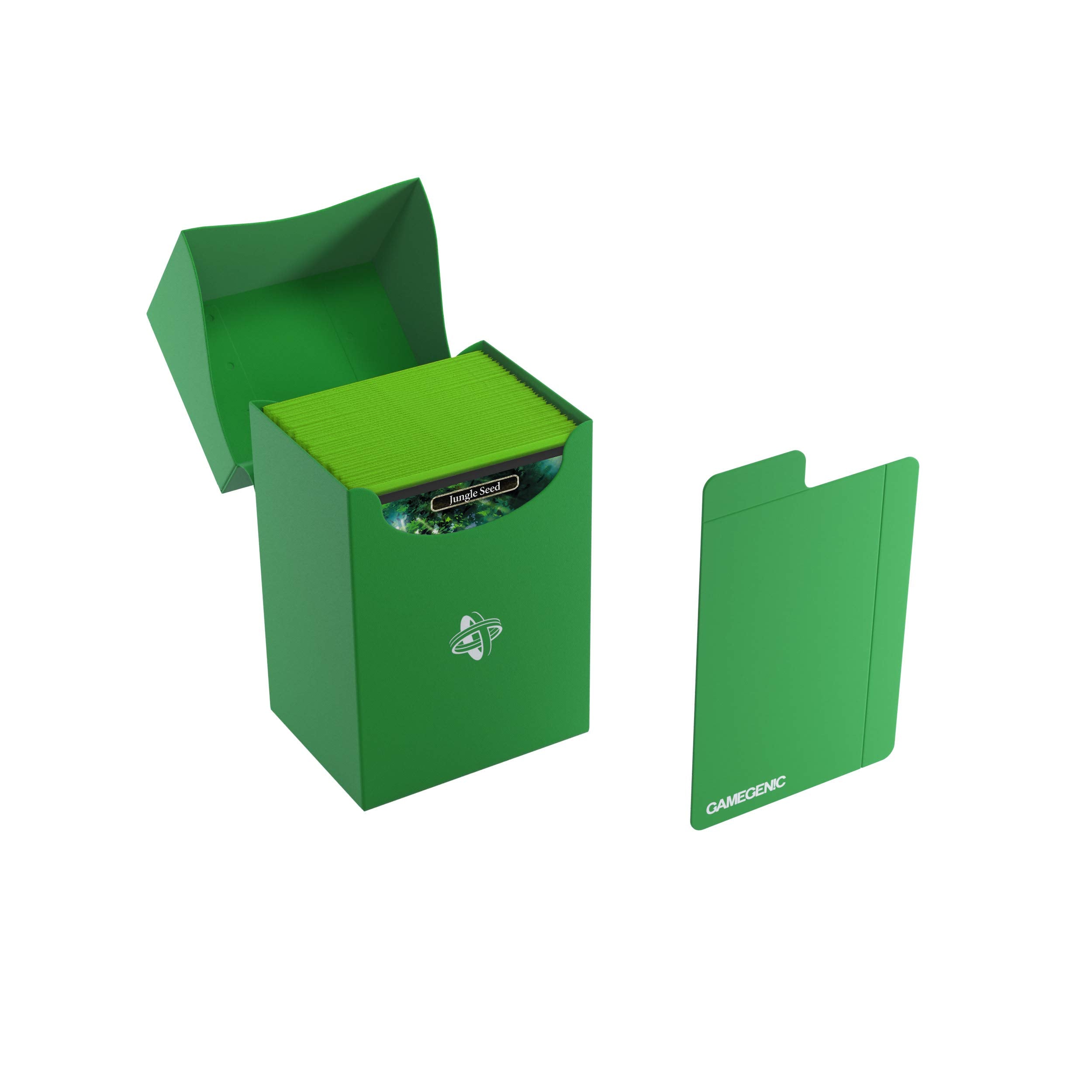 Gamegenic 80-Card Deck Holder - Green | Self-Locking Lid | Cobra Neck Technology | Includes Divider 6