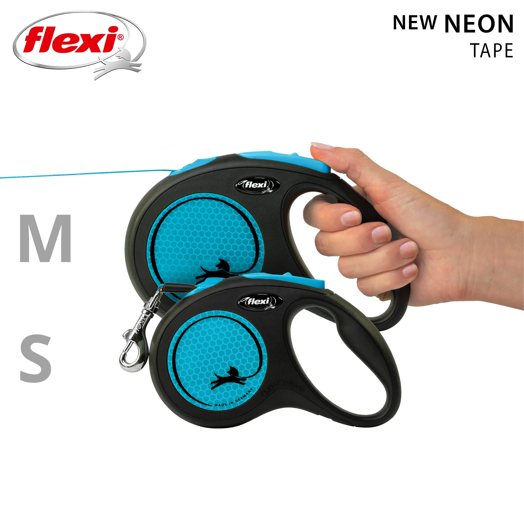 flexi Neon S Retractable Tape Leash - 5m, Up to 15kg | Blue 6