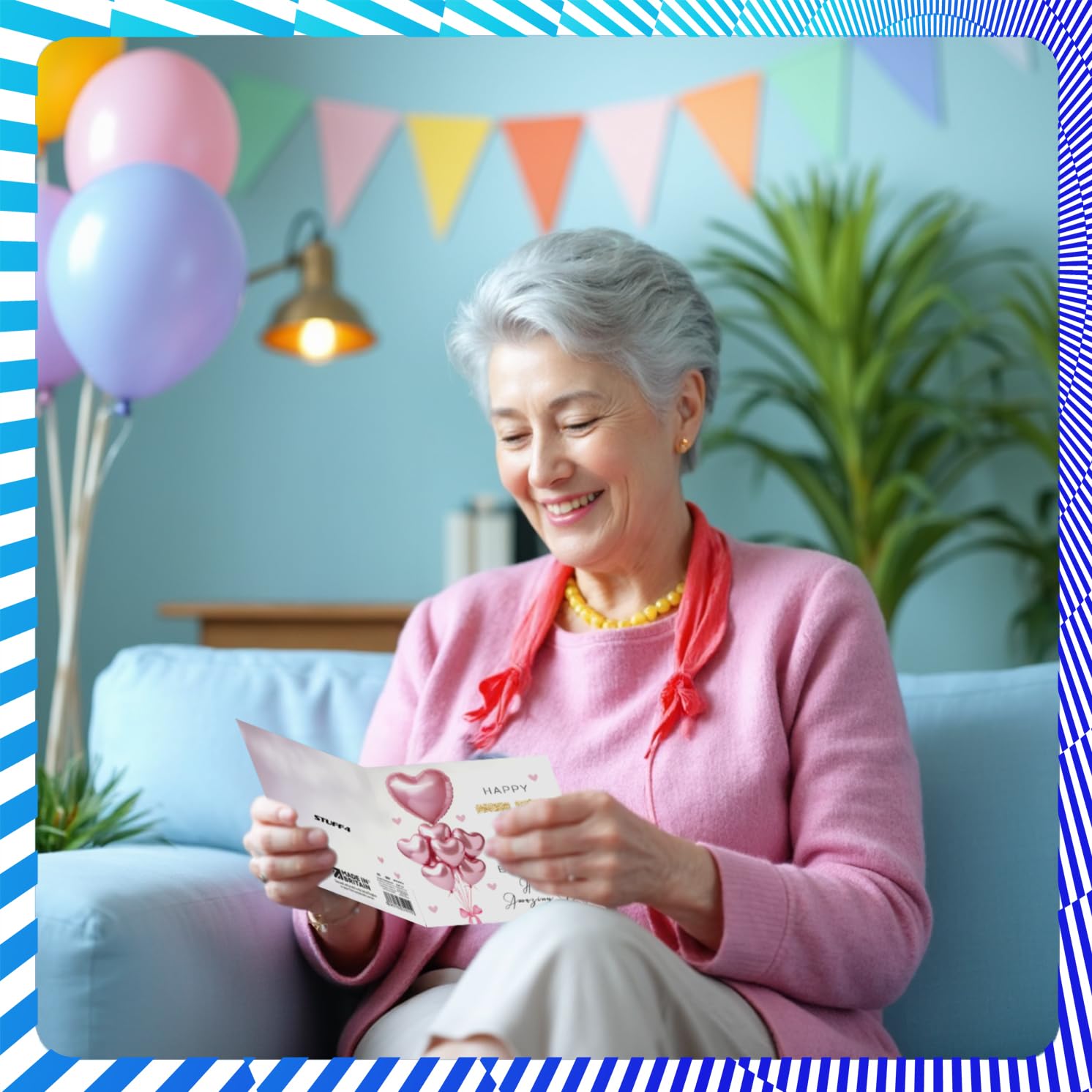 Stuff4 75th Birthday Card for Women - Pink Glitter Balloons | 145mm Square | Blank Inside 7