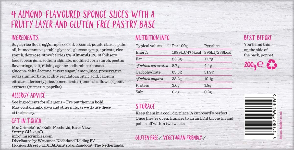 Mrs Crimble’s - 12 Gluten Free Bakewell Slices Premium Cake Bars 3