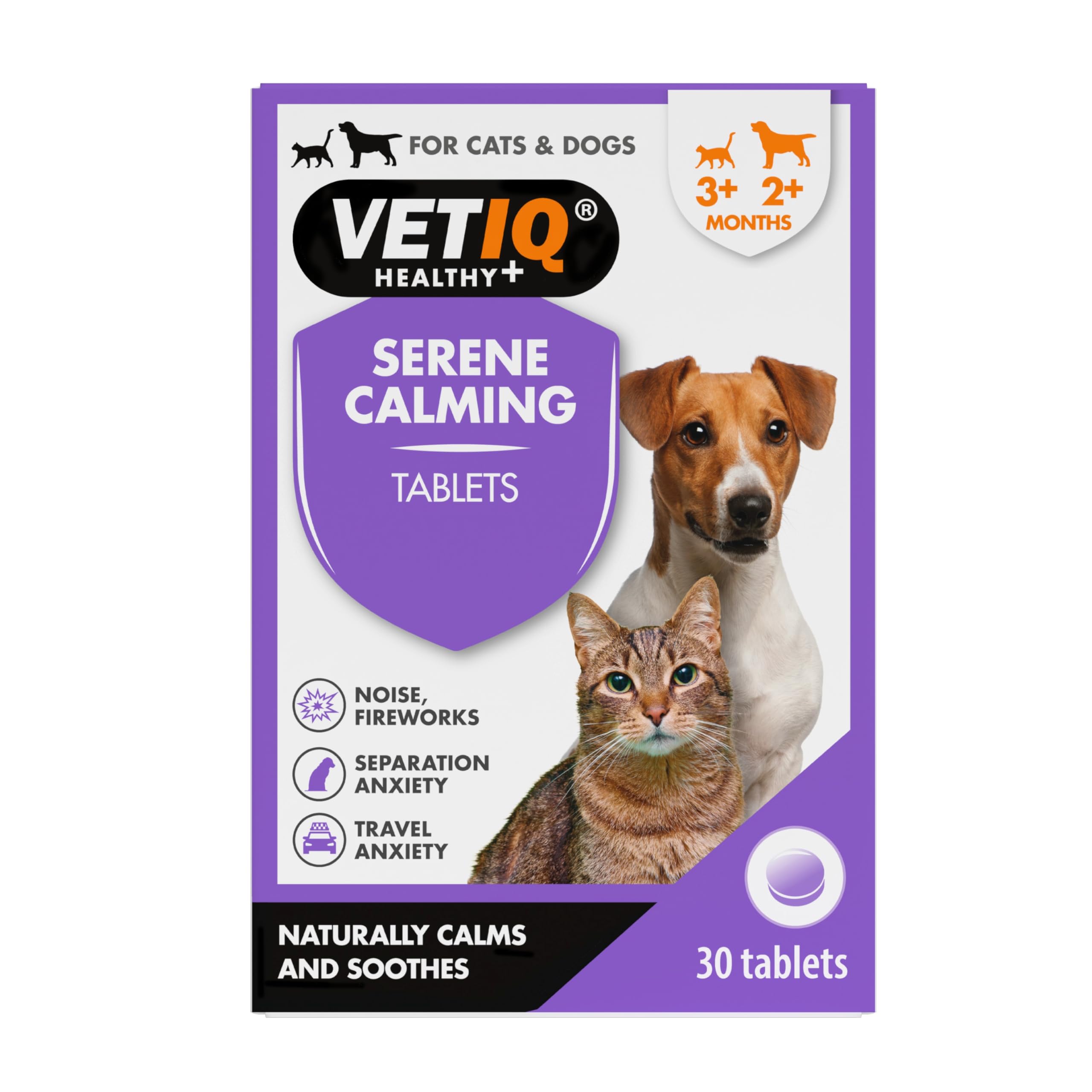 VETIQ Serene Calming Tablets for Cats & Dogs, Helps with Noise, Fireworks,