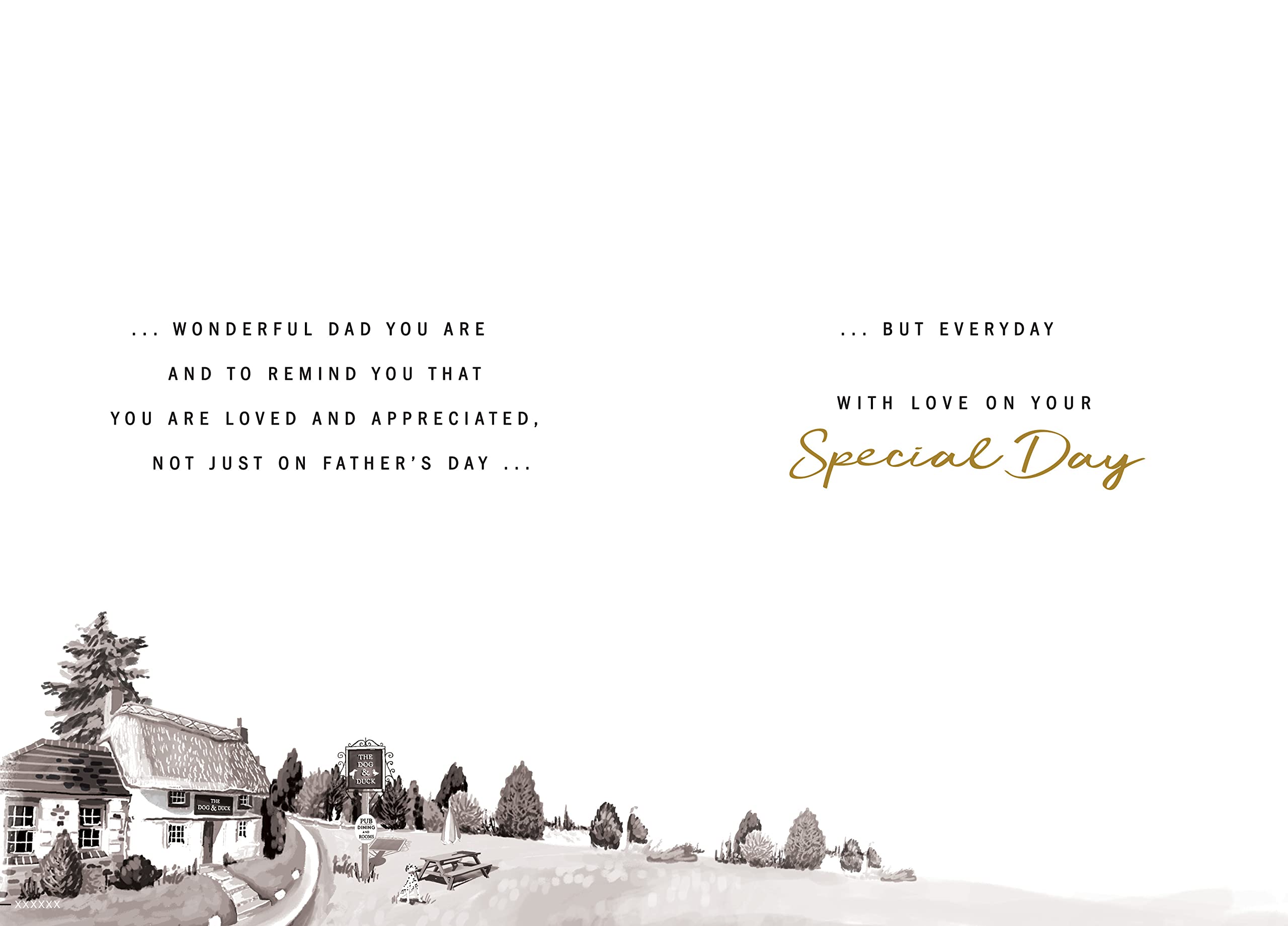 Piccadilly Greetings Traditional Father's Day Card Dad | 9 x 6 Inches | Black and White