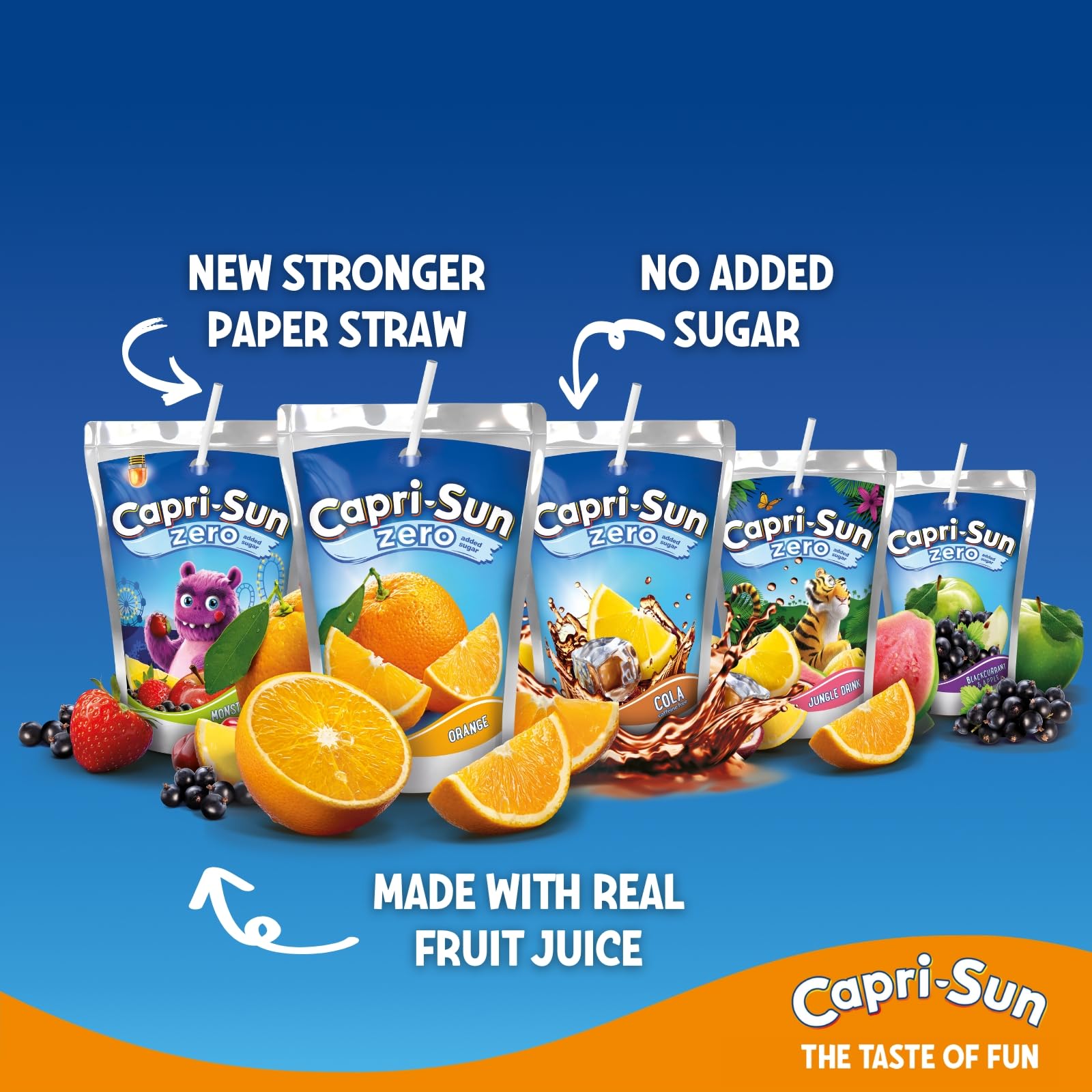 Capri-Sun Zero Monster Alarm Kids' Juice Drink - Apple, Blackcurrant & Cherry | 4 x 200ml Pouches