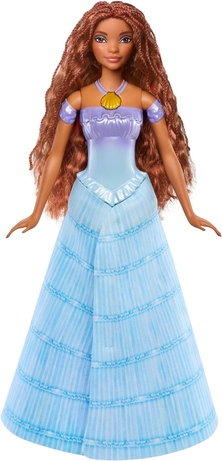 Disney The Little Mermaid Transforming Ariel Doll, Ariel with Brown Hair, 2-in-1 Doll Looks with Mermaid Fin and Princess Dress