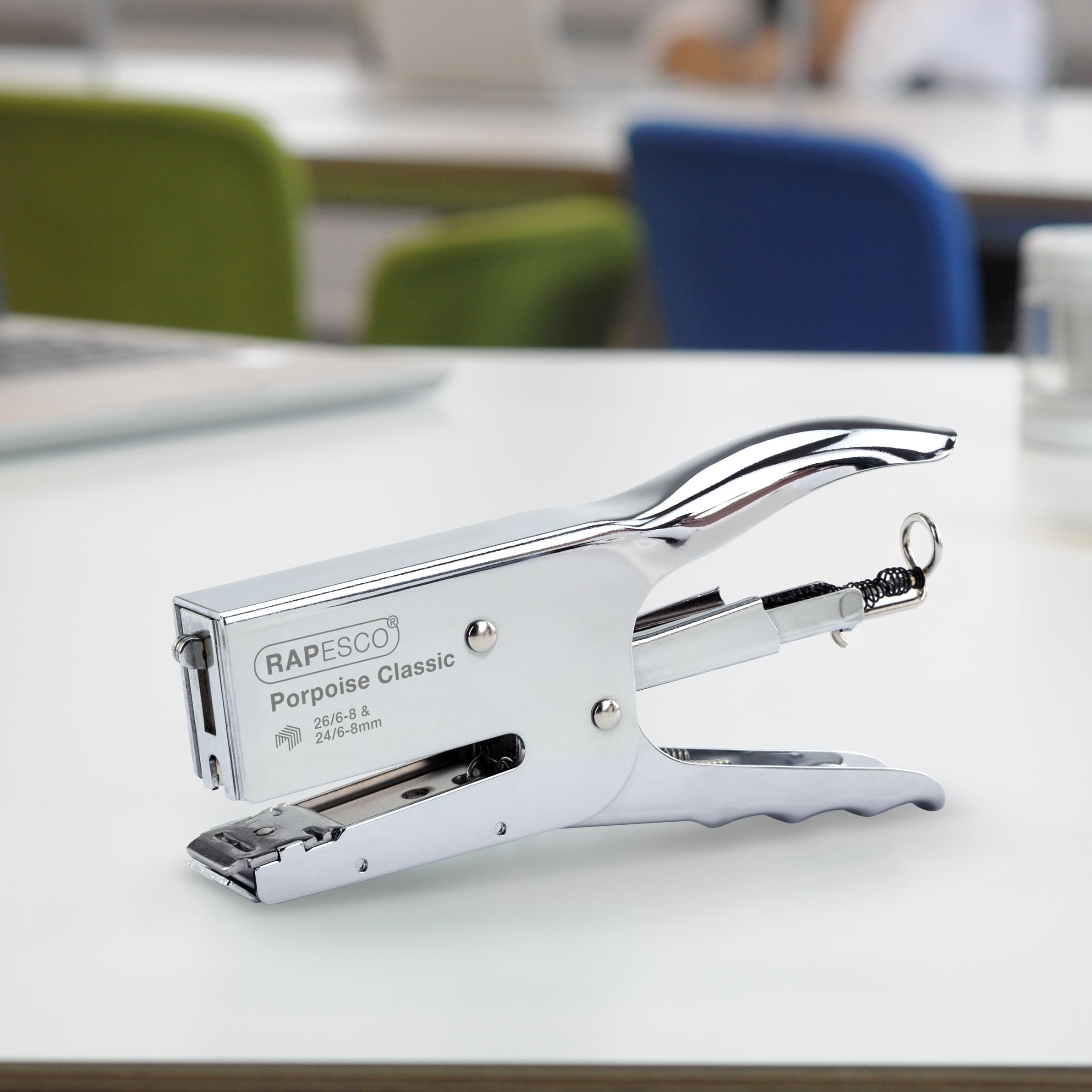 RAPESCO 1298A Plier Stapling Set - 45 Sheet Capacity, Chrome Metal, Includes 2 Boxes of 5000 Staples