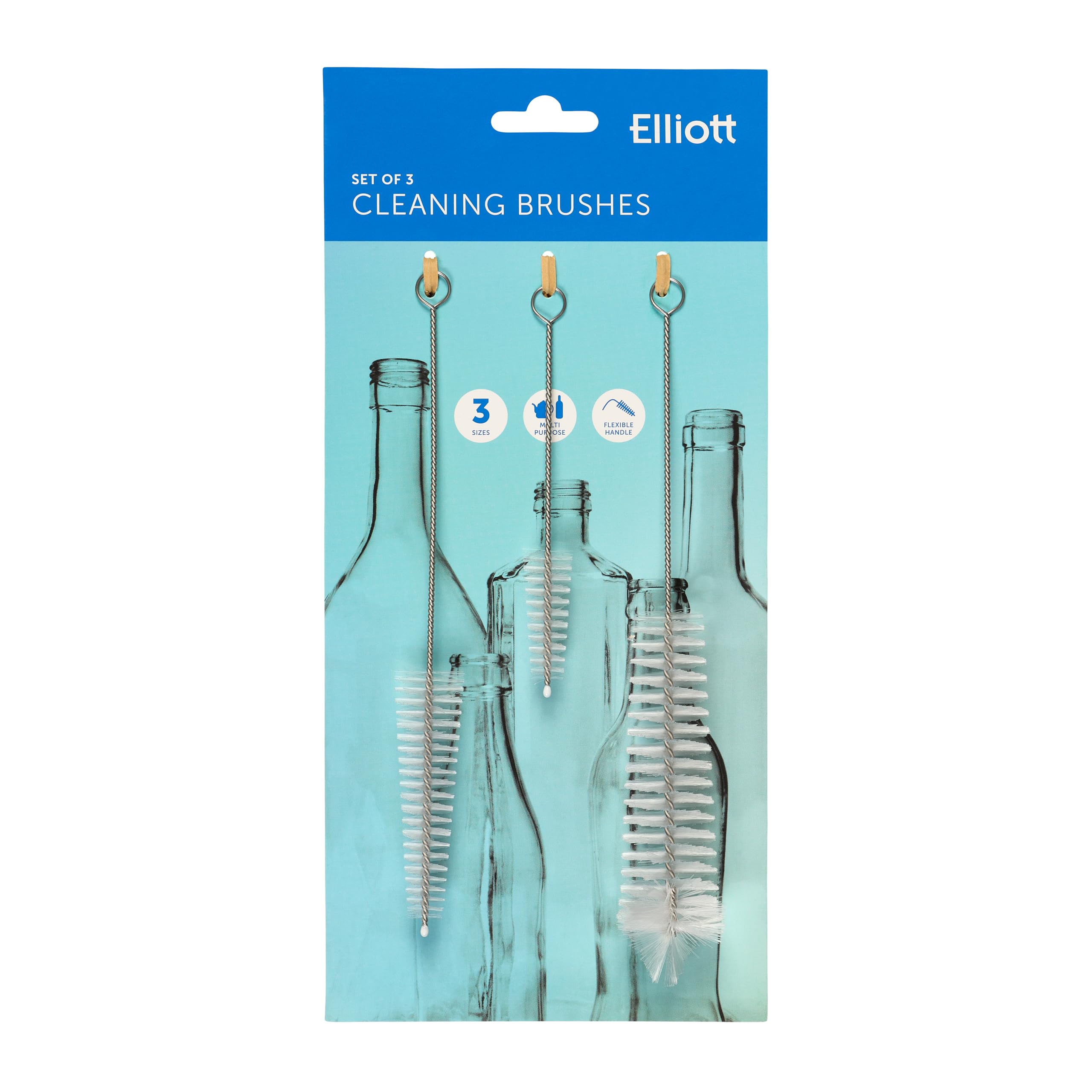 Elliott Small Cleaning Brush Set - 3 Piece | Flexible | Durable Bristles 1