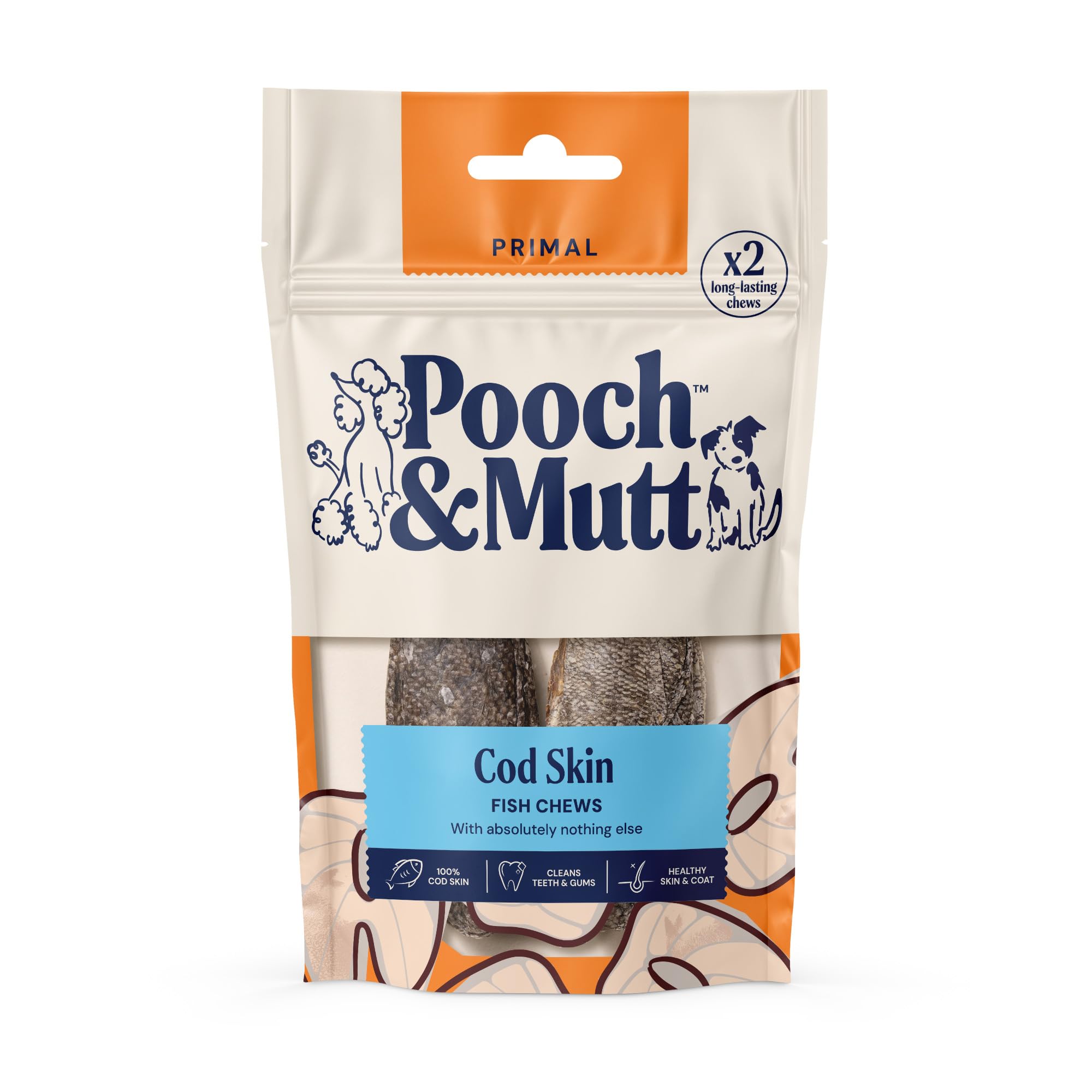 Pooch & Mutt Cod Hide Dental Sticks - Rawhide-Free Chew for Dogs | 90g Pouch 1