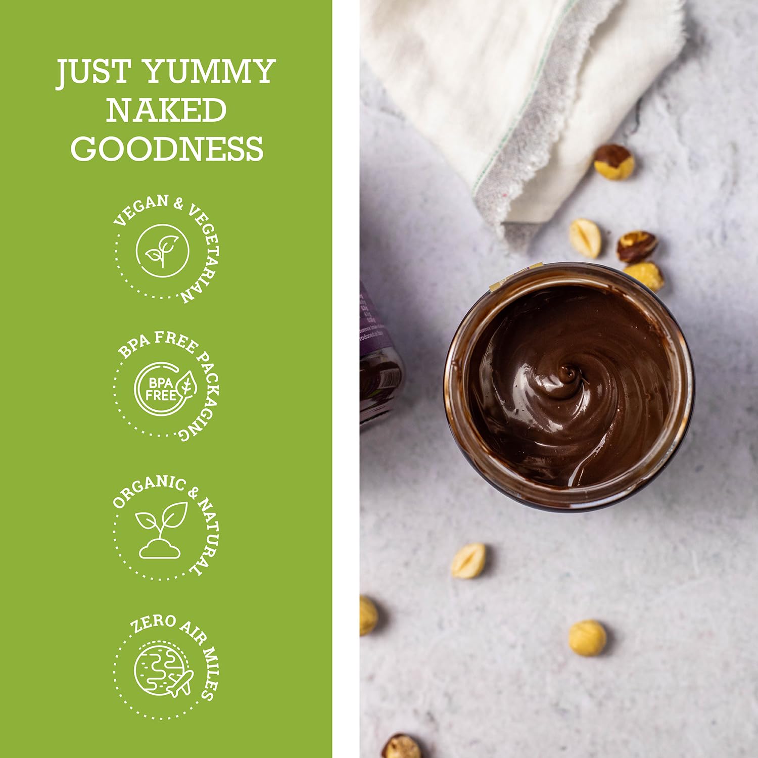 Mr Organic Dark Chocolate & Hazelnut Spread - Organic | 200g Jar | Creamy Form 4
