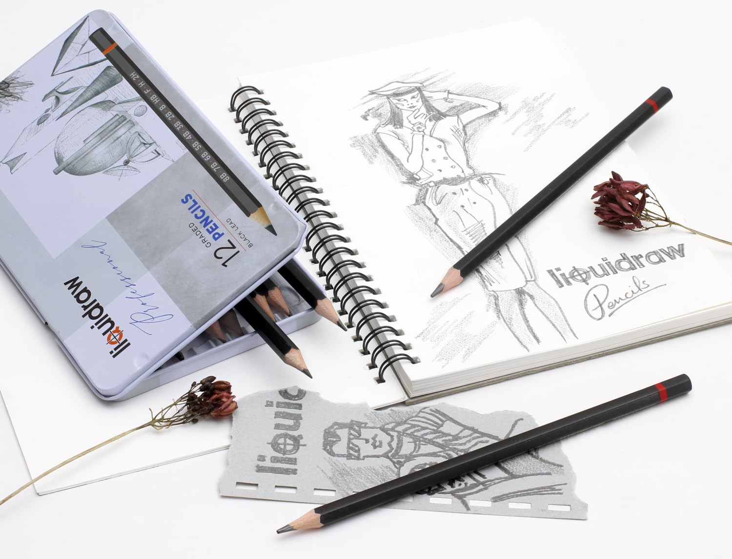 Liquidraw Drawing Pencils Set of 12 - Graded Graphite for Sketching & Shading | Includes Storage Tin 3